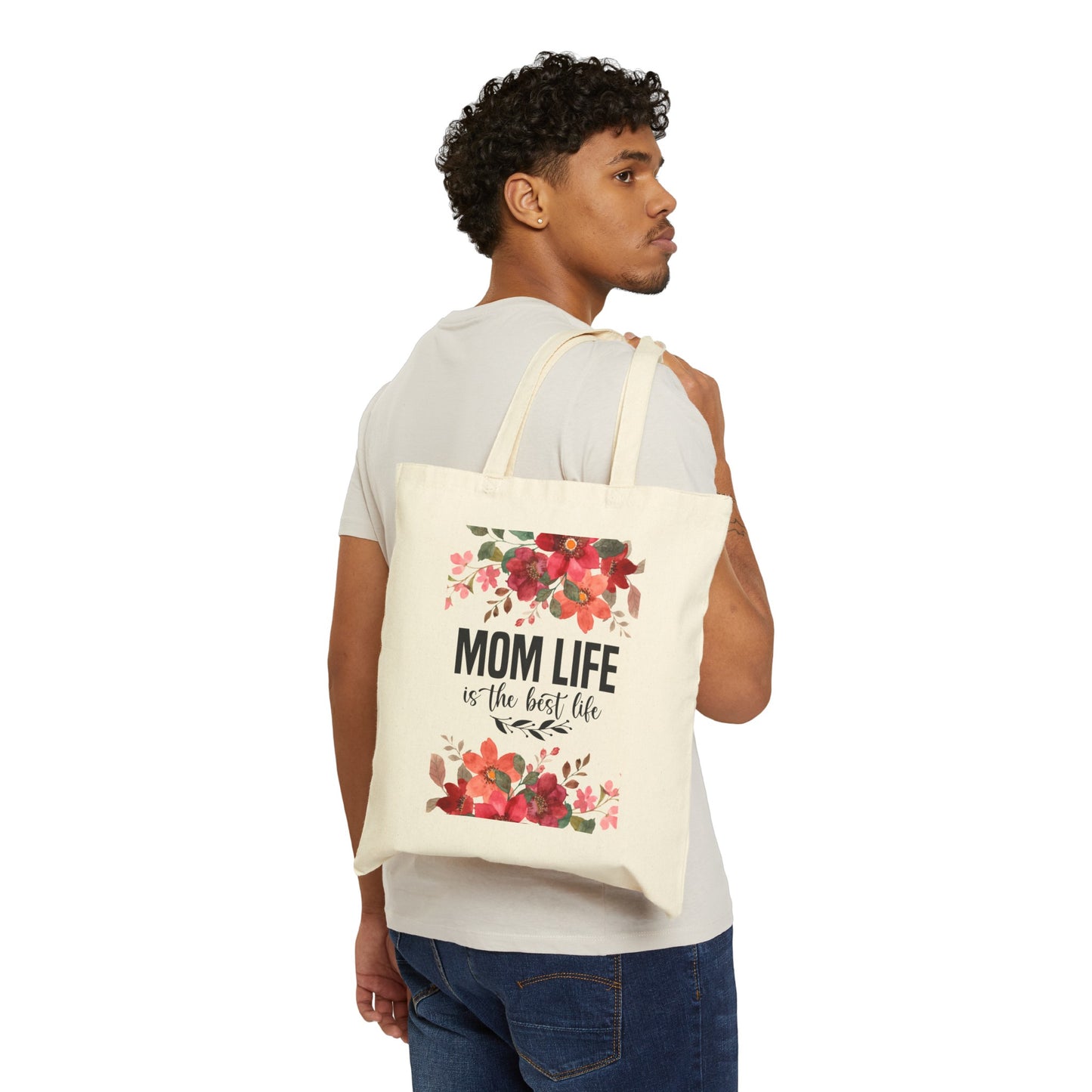 Mom Life Rocks! Cotton Canvas Tote Bag - Celebrate Moms Every Day