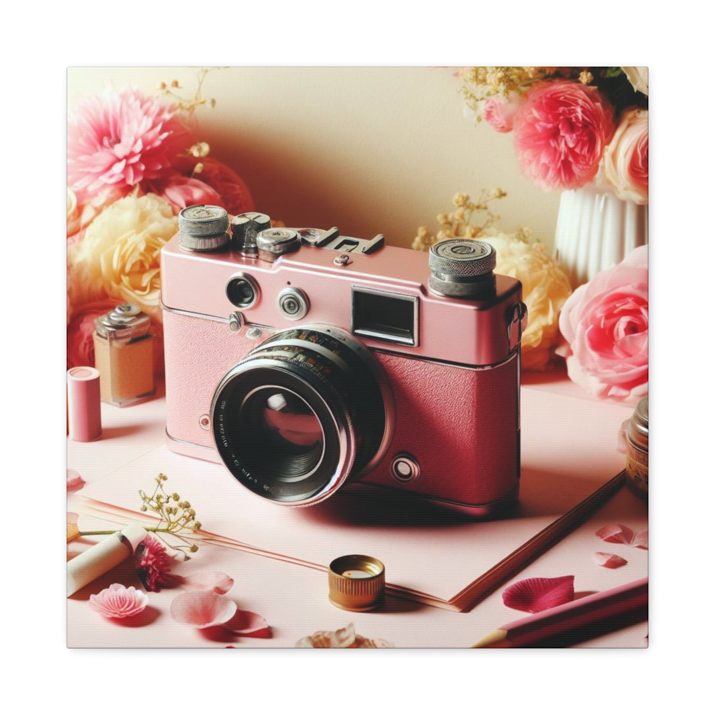 Pretty in Pink: A Vintage Camera Canvas Gallery Wrap