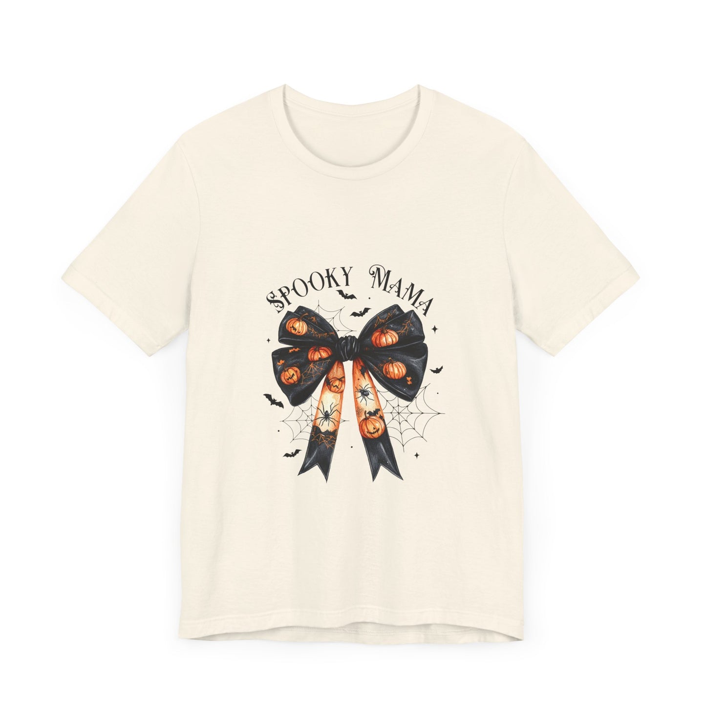 Spooky Mama Halloween Jersey Short Sleeve Tee Bow Spooky Halloween Tee