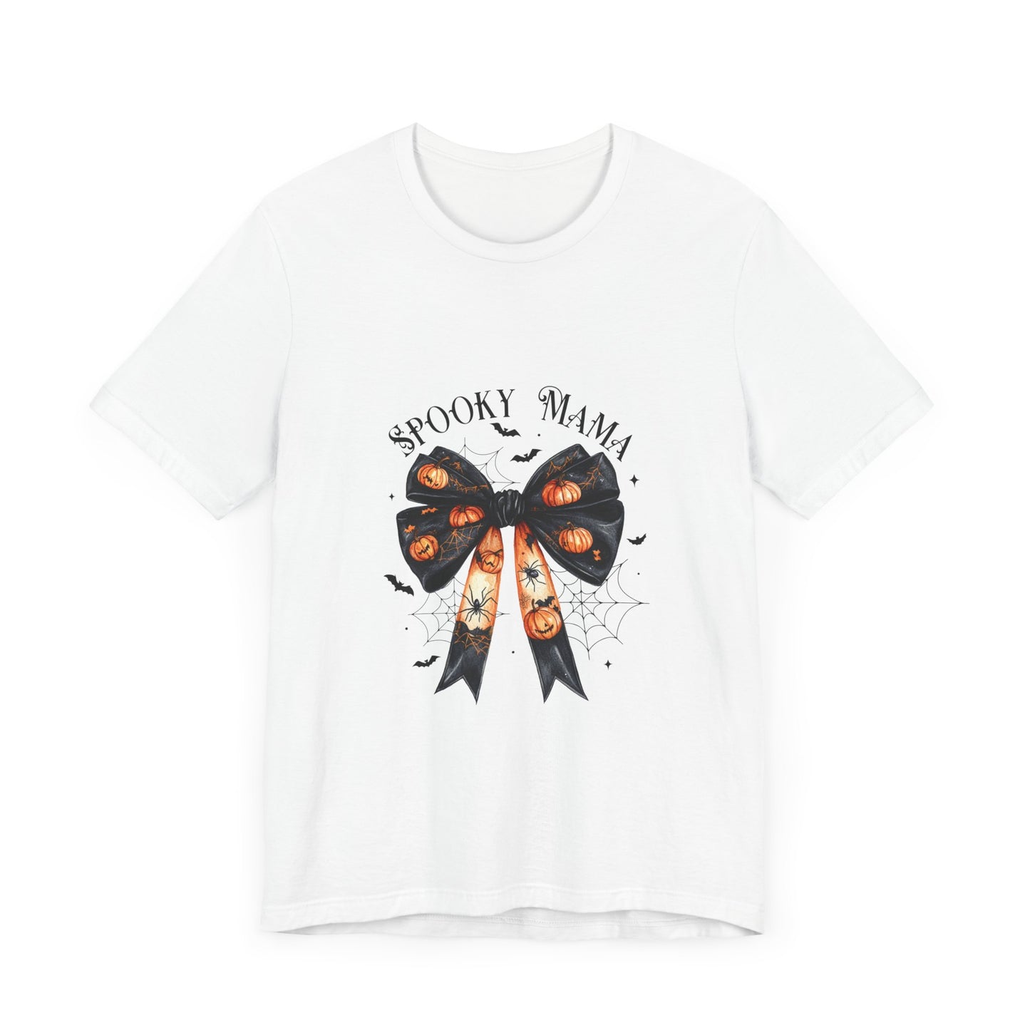 Spooky Mama Halloween Jersey Short Sleeve Tee Bow Spooky Halloween Tee