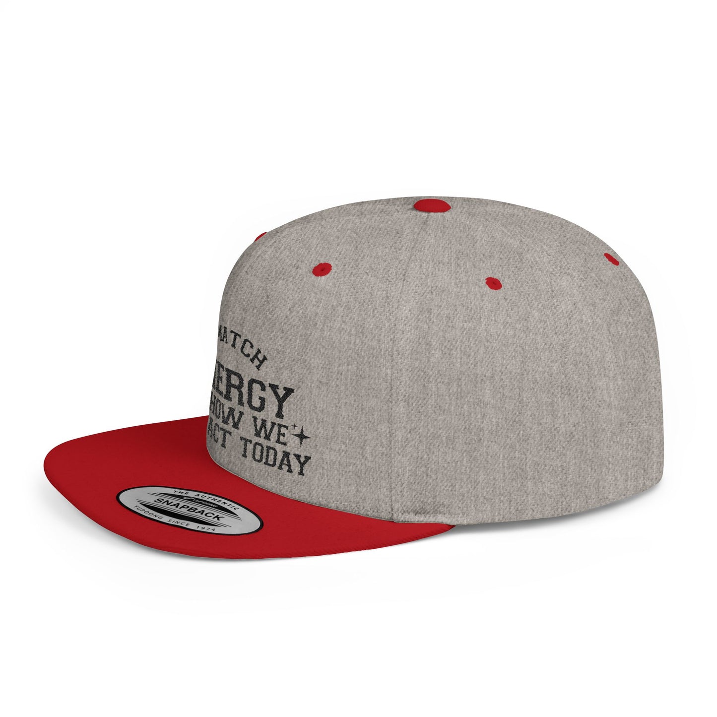 Energetic Flat Bill Snapback Hat - I Match Energy Graphic Cap