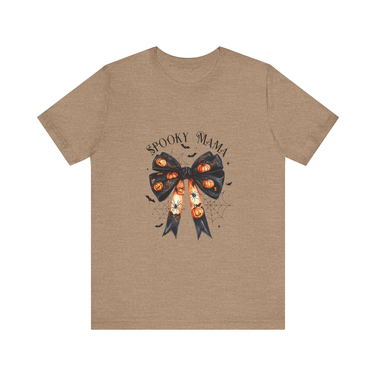 Spooky Mama Halloween Jersey Short Sleeve Tee Bow Spooky Halloween Tee