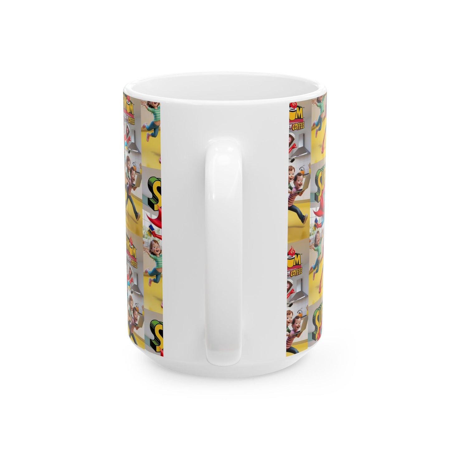 Coffee First Adulting Ceramic Mug - Cute Comic Super Mom Design