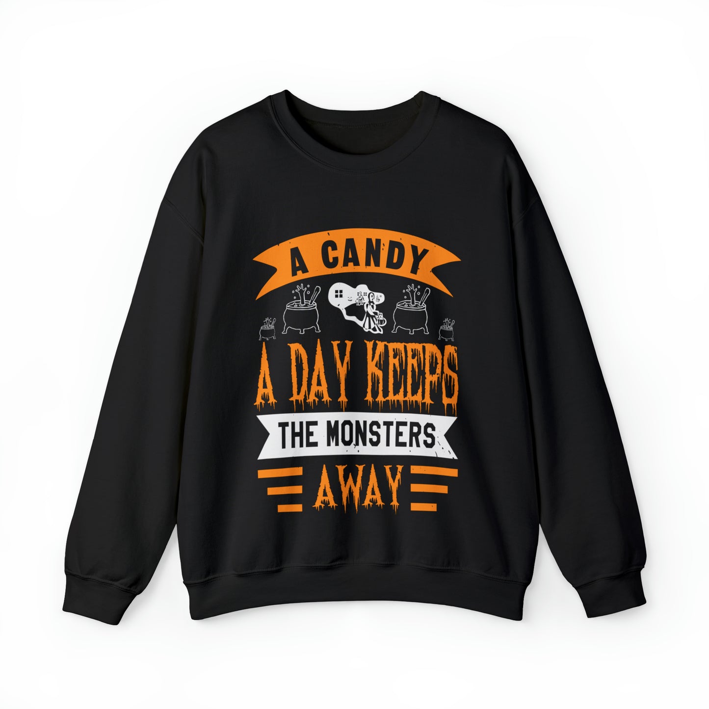 Candy a Day Keeps the Monster Away Halloween Sweater Crewneck Sweatshirt
