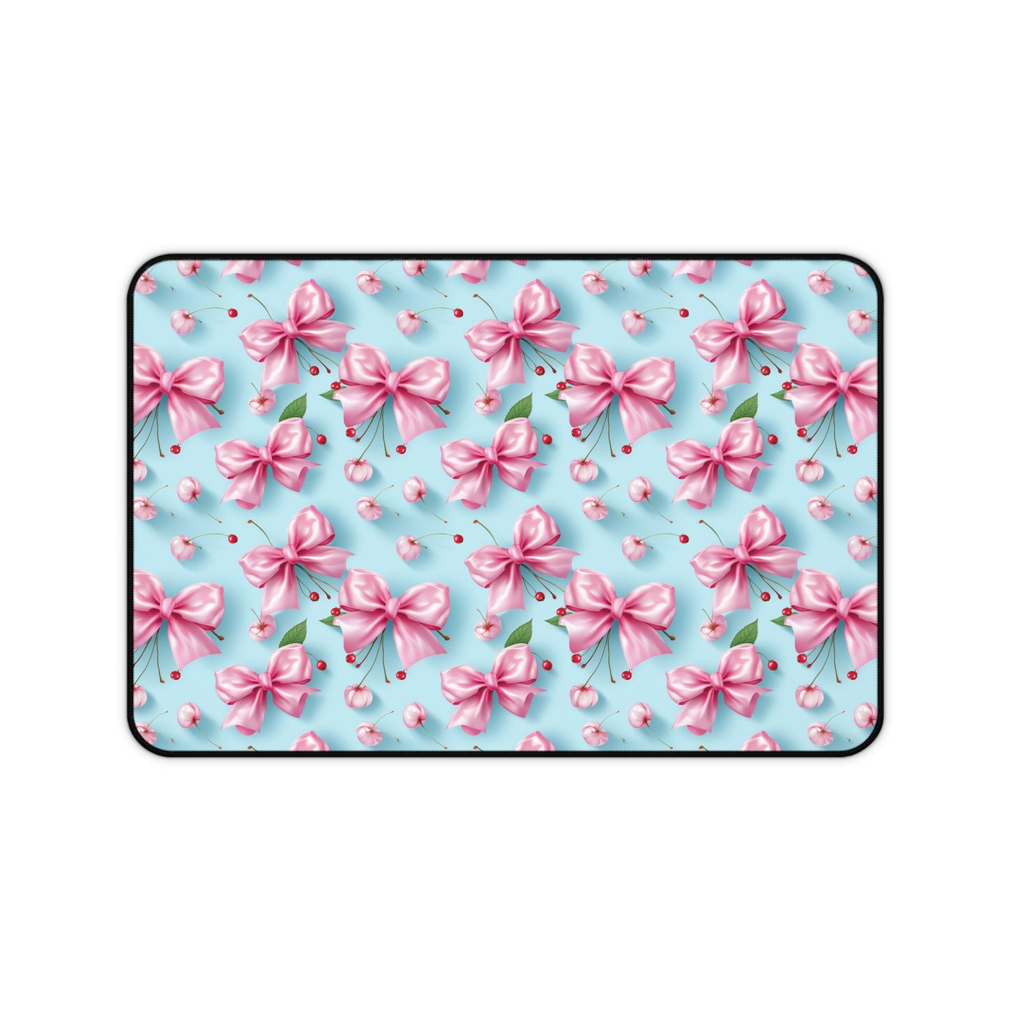 Floral Pink Bow Desk Mat - Elegant Home Office Desk Mat
