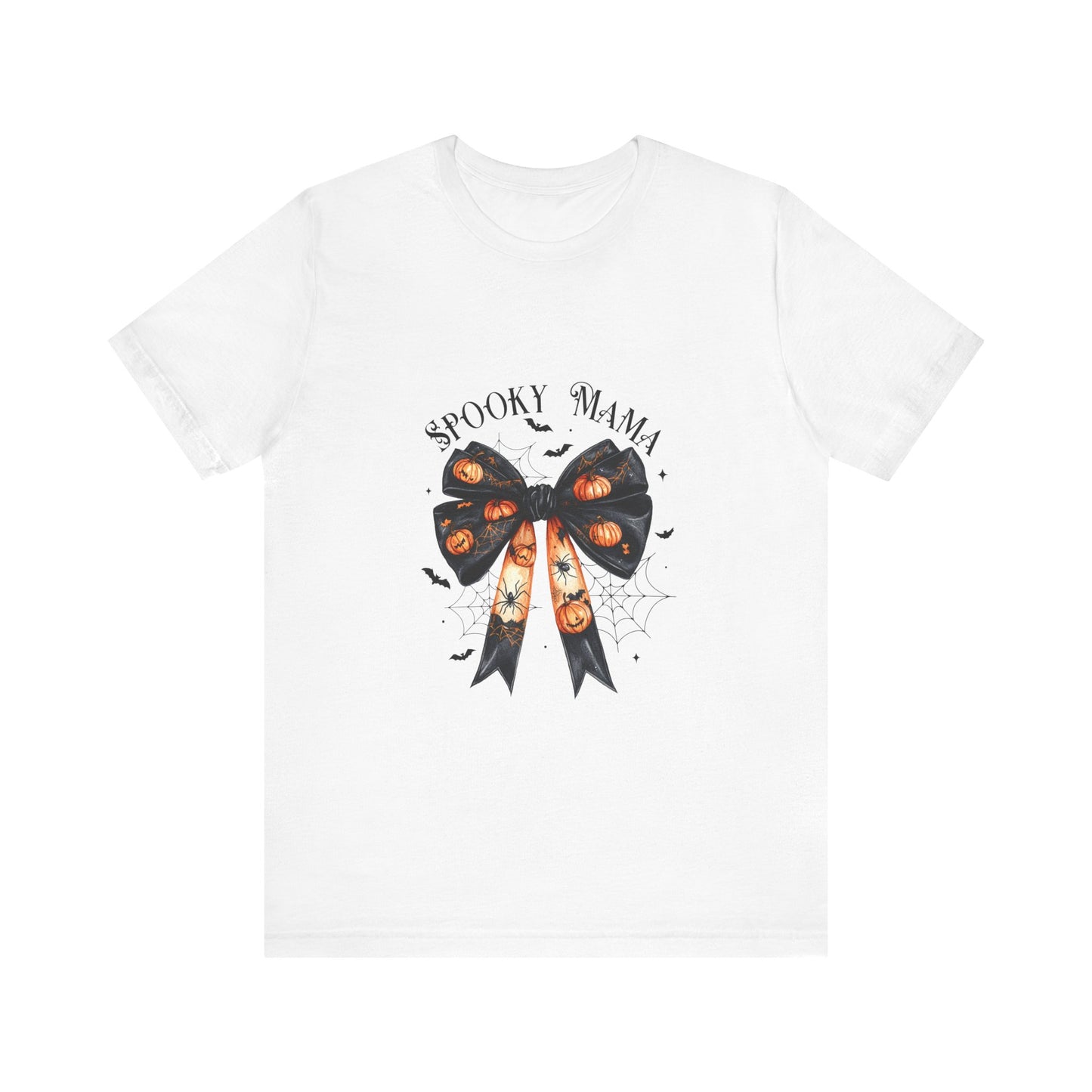 Spooky Mama Halloween Jersey Short Sleeve Tee Bow Spooky Halloween Tee