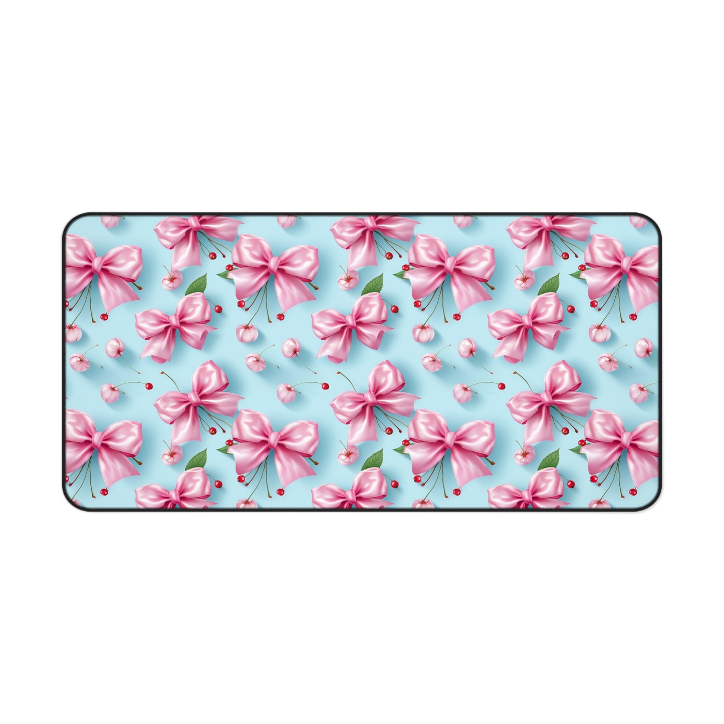 Floral Pink Bow Desk Mat - Elegant Home Office Desk Mat