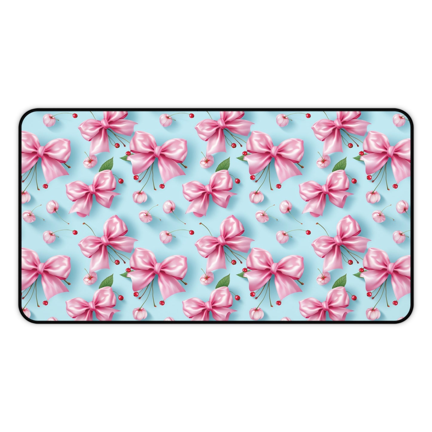 Floral Pink Bow Desk Mat - Elegant Home Office Desk Mat