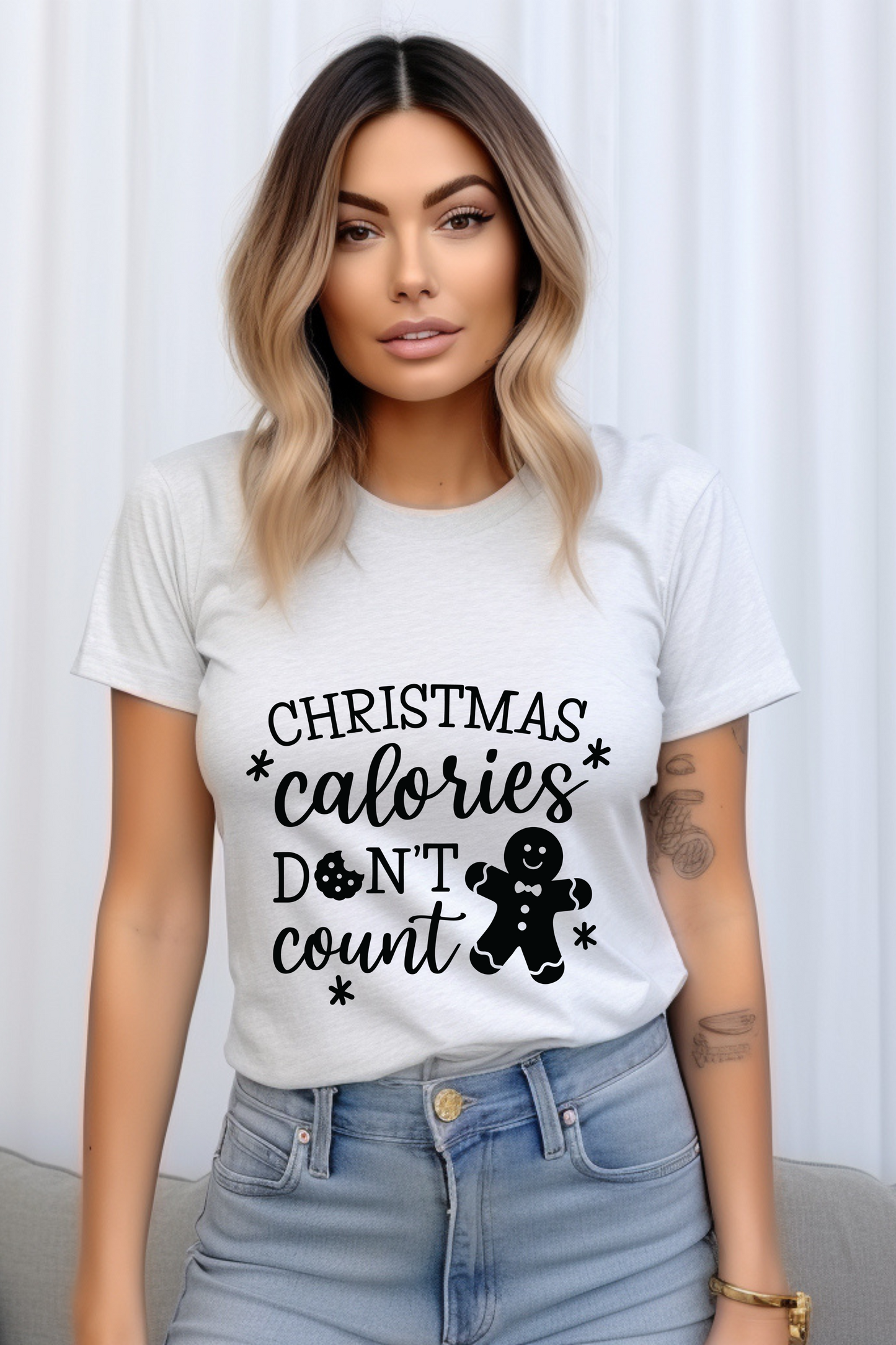 Christmas Calories Don't Count - Humorous Women's Jersey Short Sleeve Tee