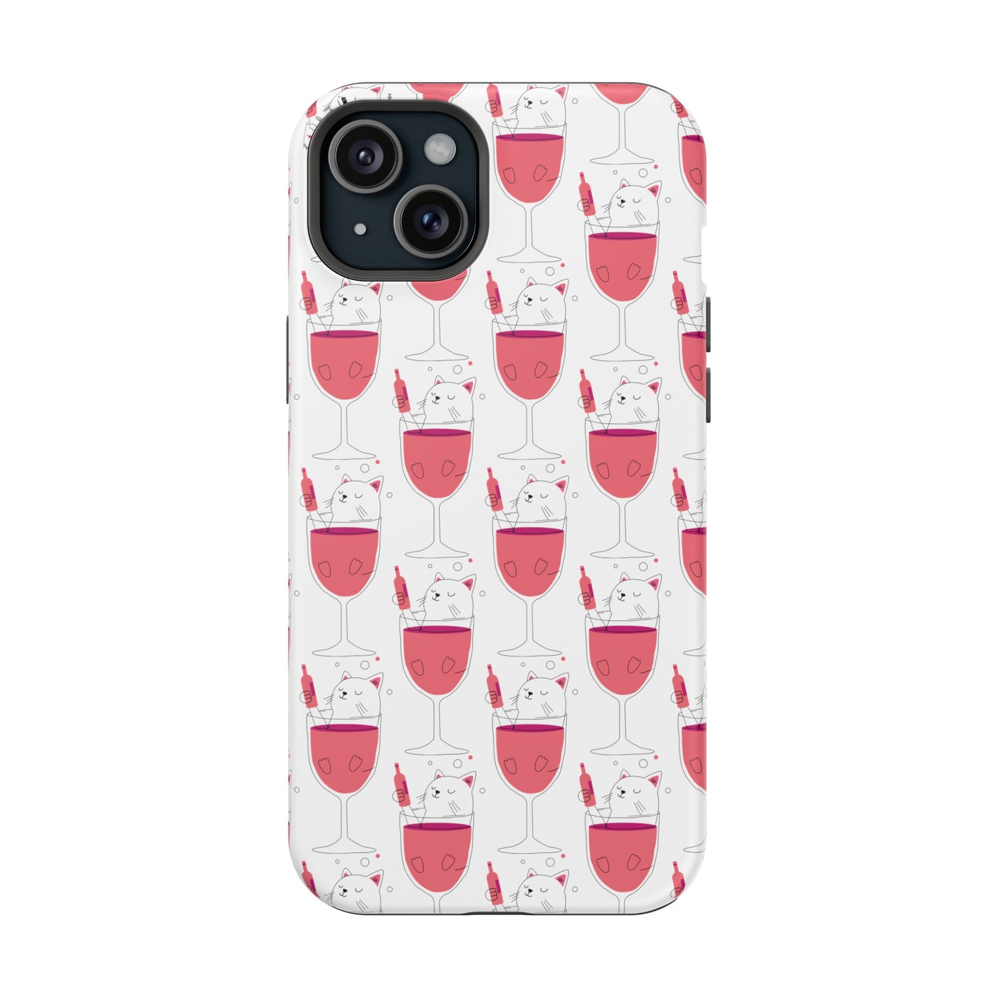 Wine Cat Cute Magnetic Tough Cases for Iphone 15