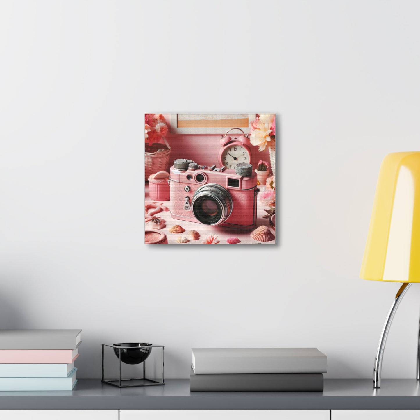 Pink Posy Camera Canvas: Add a Touch of Whimsy to Your Walls (Pastel Art Print)