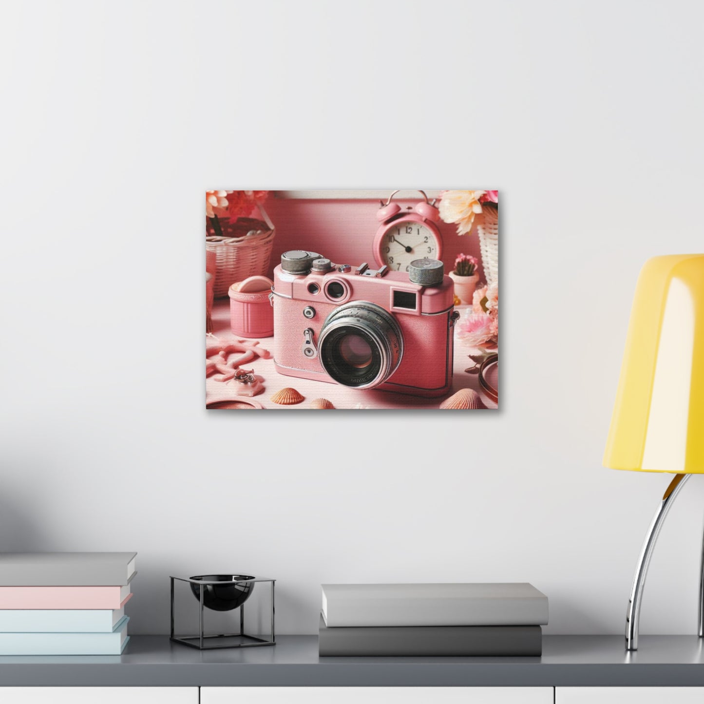 Pink Posy Camera Canvas: Add a Touch of Whimsy to Your Walls (Pastel Art Print)