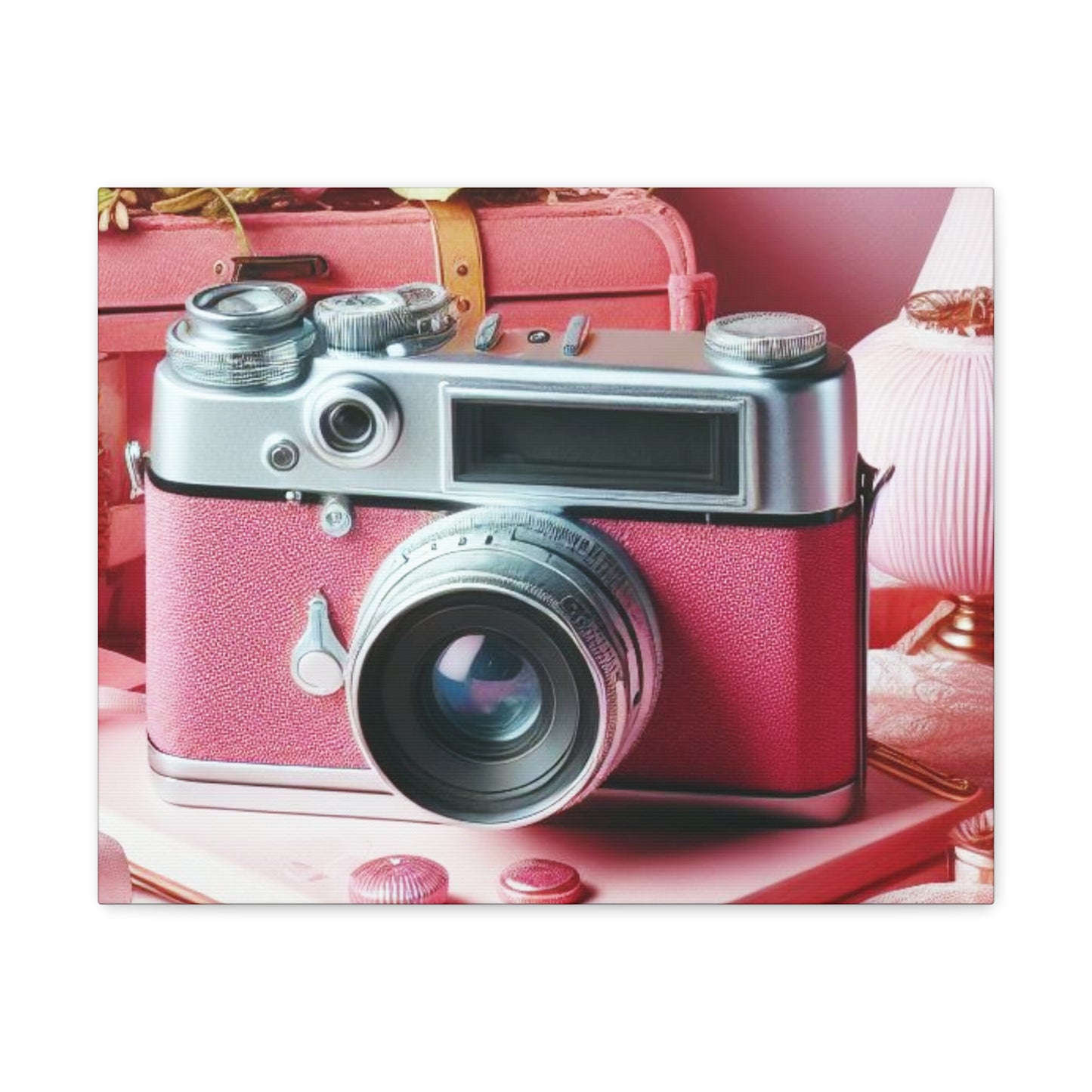 Pink Posy Camera Canvas: Add a Touch of Whimsy to Your Walls (Pastel Art Print)