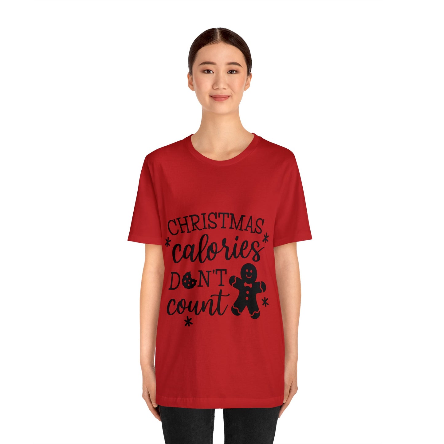 Christmas Calories Don't Count - Humorous Women's Jersey Short Sleeve Tee