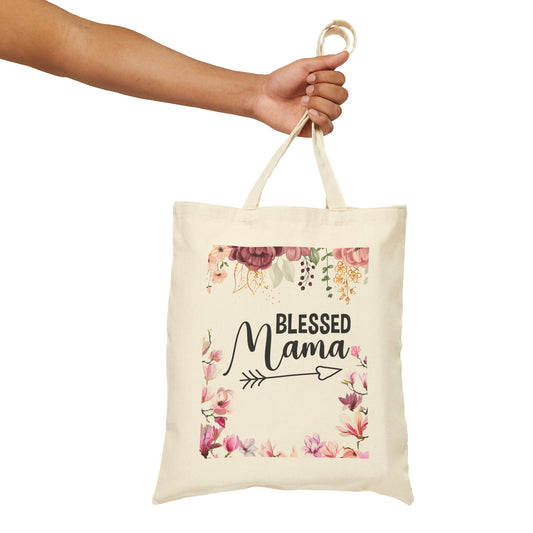 Blessed Mama Cotton Canvas Tote Bag | Gift For Mom