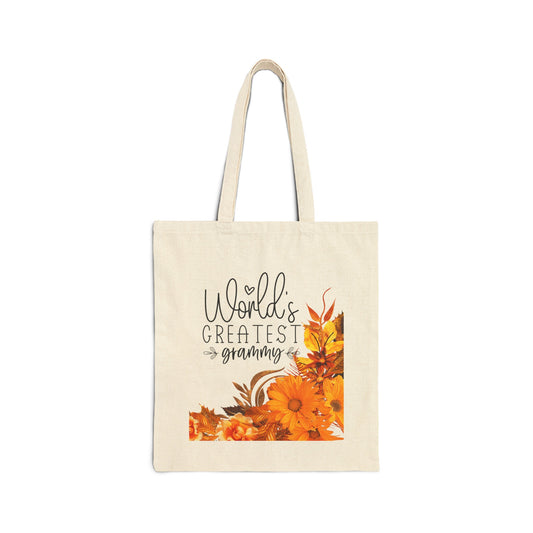 World's Greatest Grammy Cotton Canvas Tote Bag