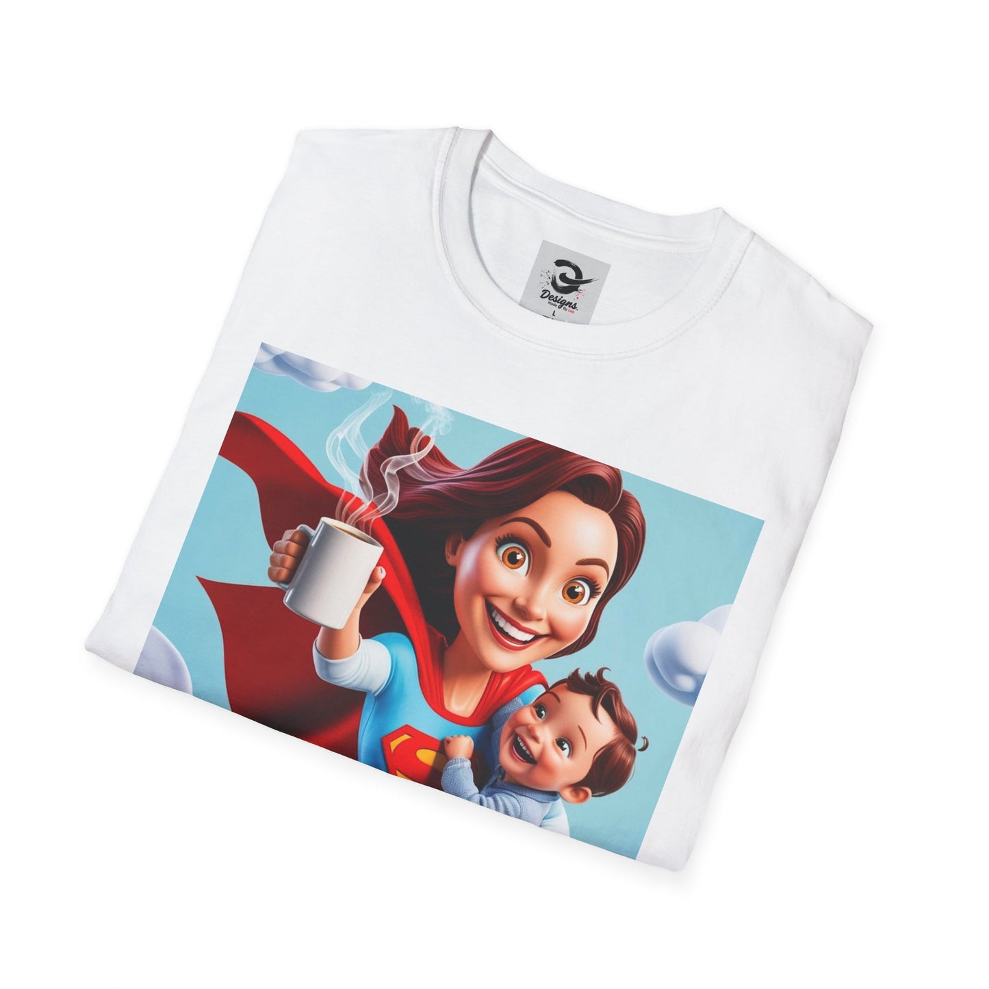 Comic Anime Supermom T-Shirt, Perfect Gift for Moms, Funny Graphic Tee, Coffee Lover Shirt, Mother’s Day Present, Family Apparel