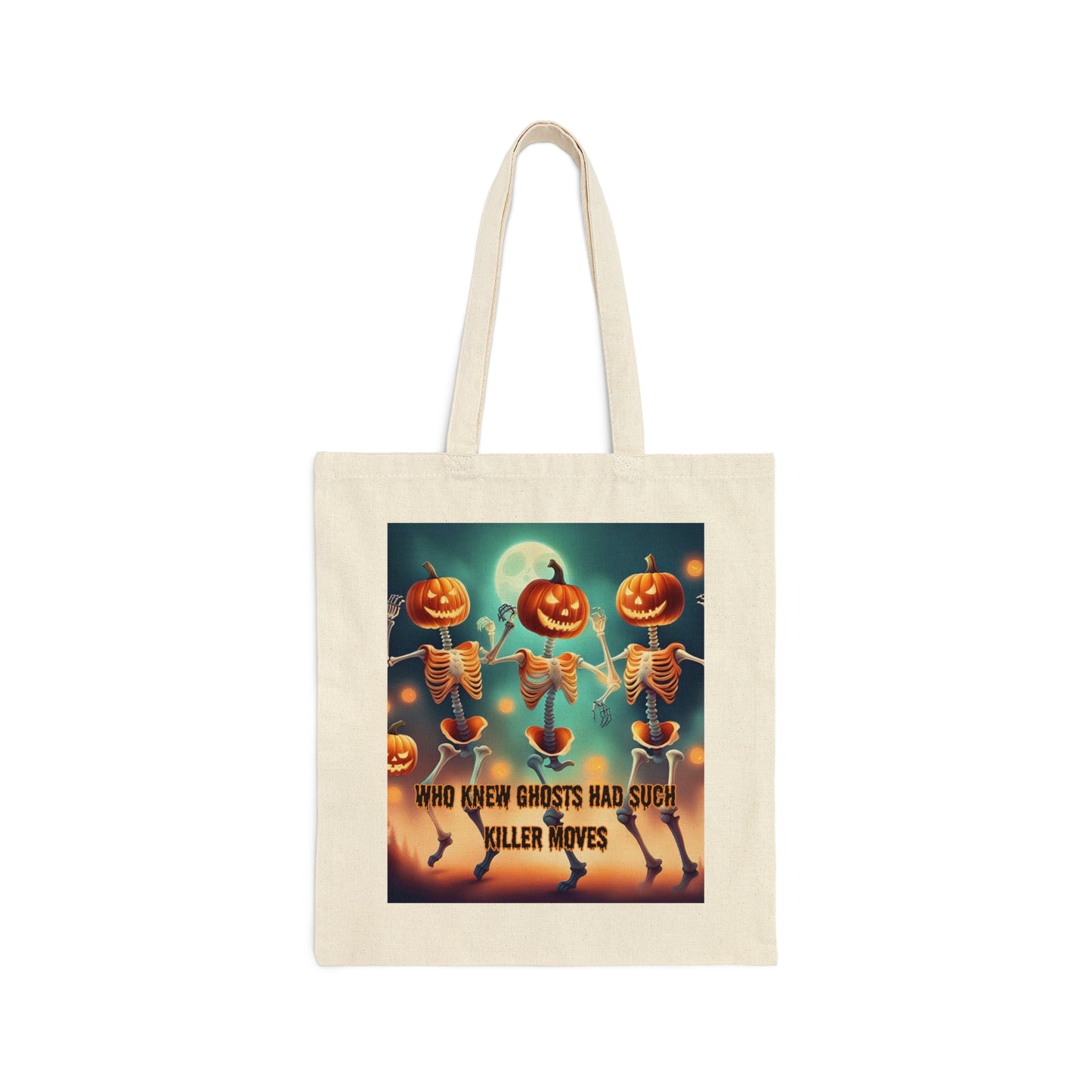 Halloween Cotton Canvas Tote Bag | Dancing Skeletons