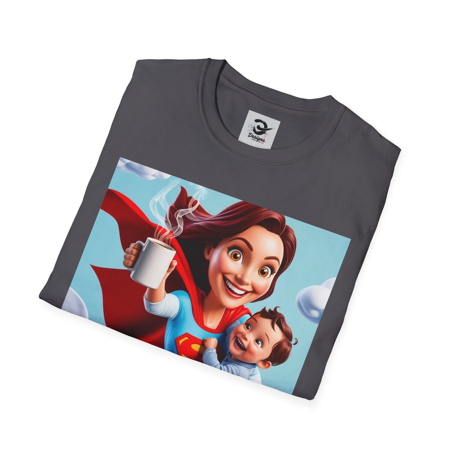 Comic Anime Supermom T-Shirt, Perfect Gift for Moms, Funny Graphic Tee, Coffee Lover Shirt, Mother’s Day Present, Family Apparel