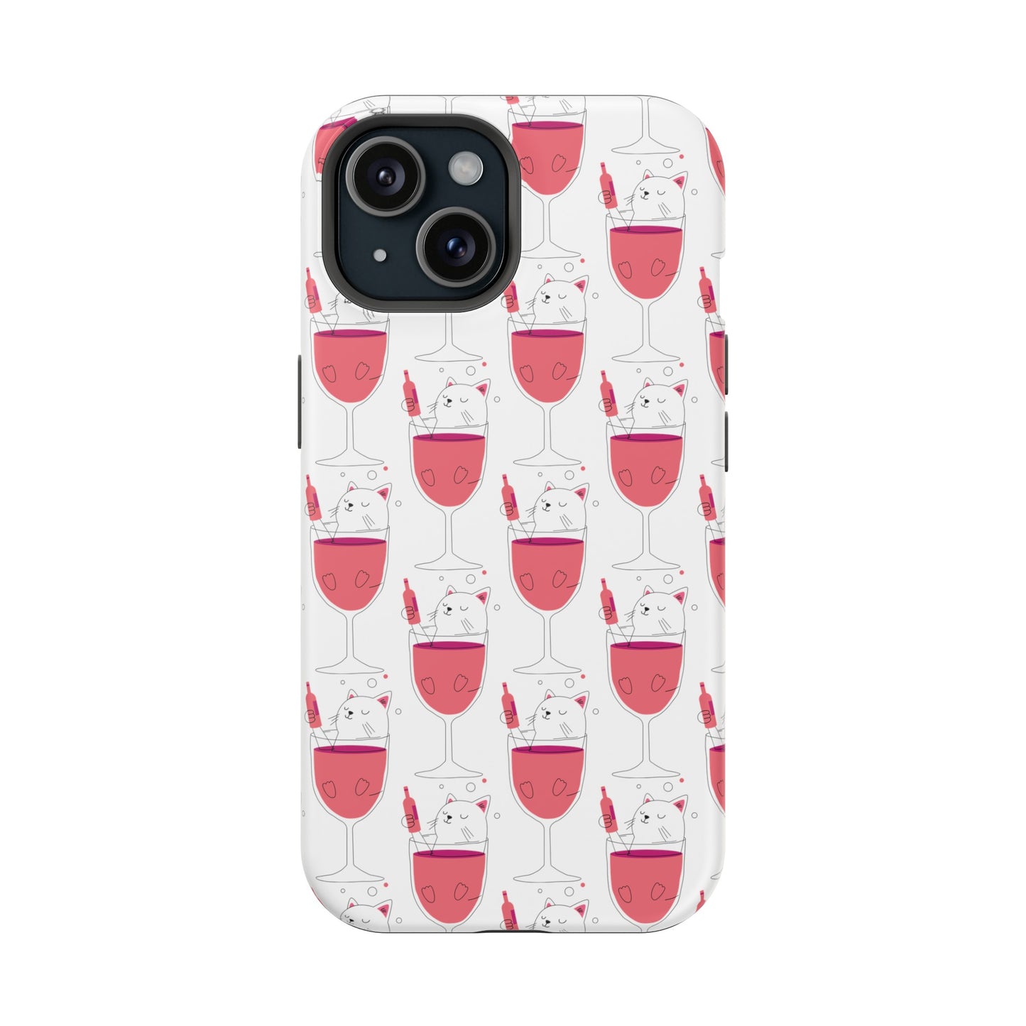 Wine Cat Cute Magnetic Tough Cases for Iphone 15