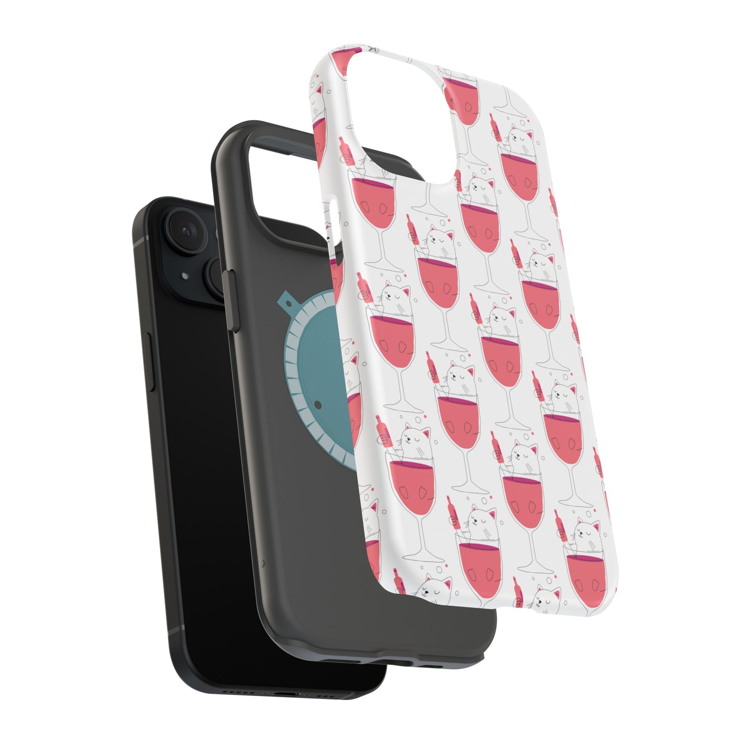 Wine Cat Cute Magnetic Tough Cases for Iphone 15