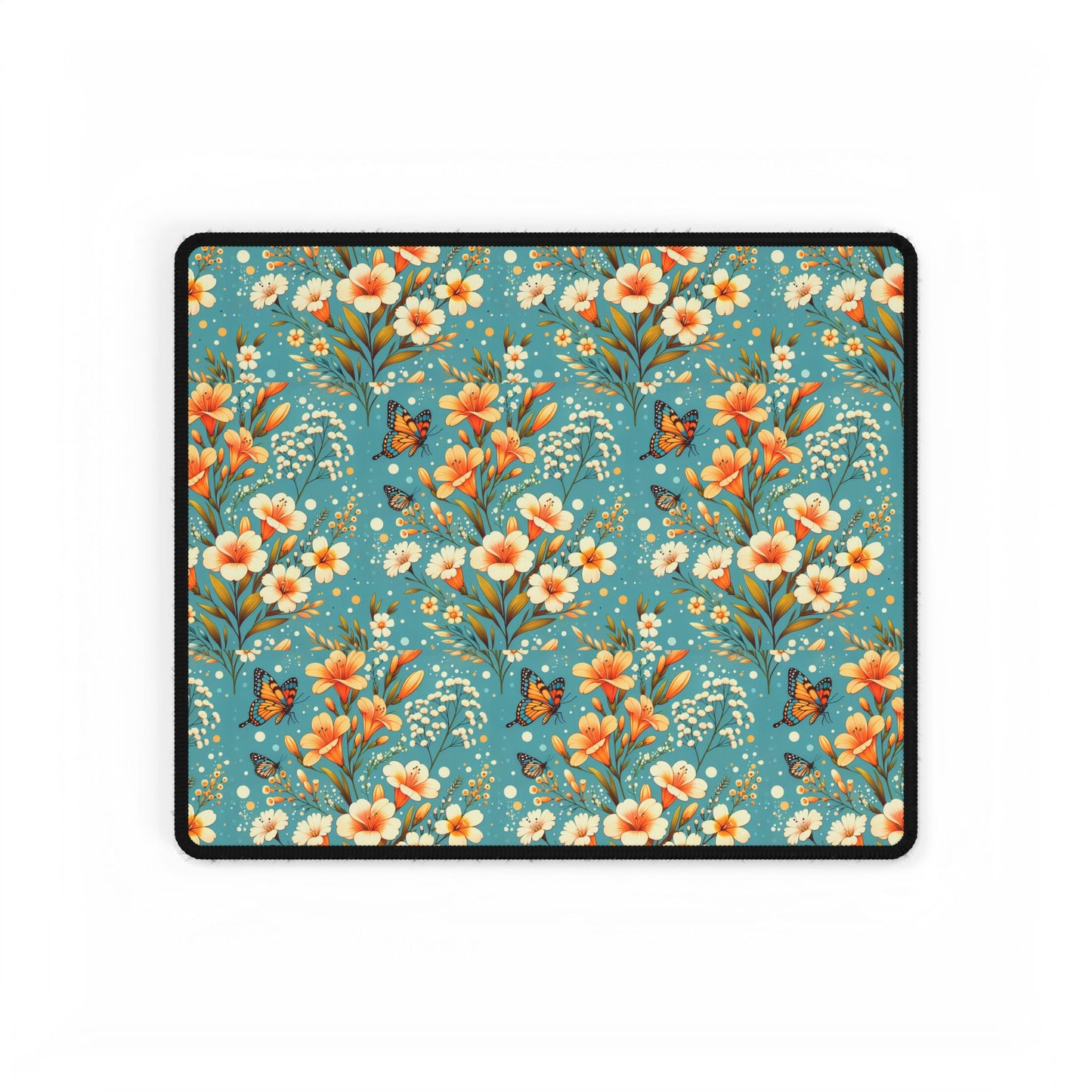 Floral Butterfly Desk Mat - Elegant Office Decor for Home and Work Spaces