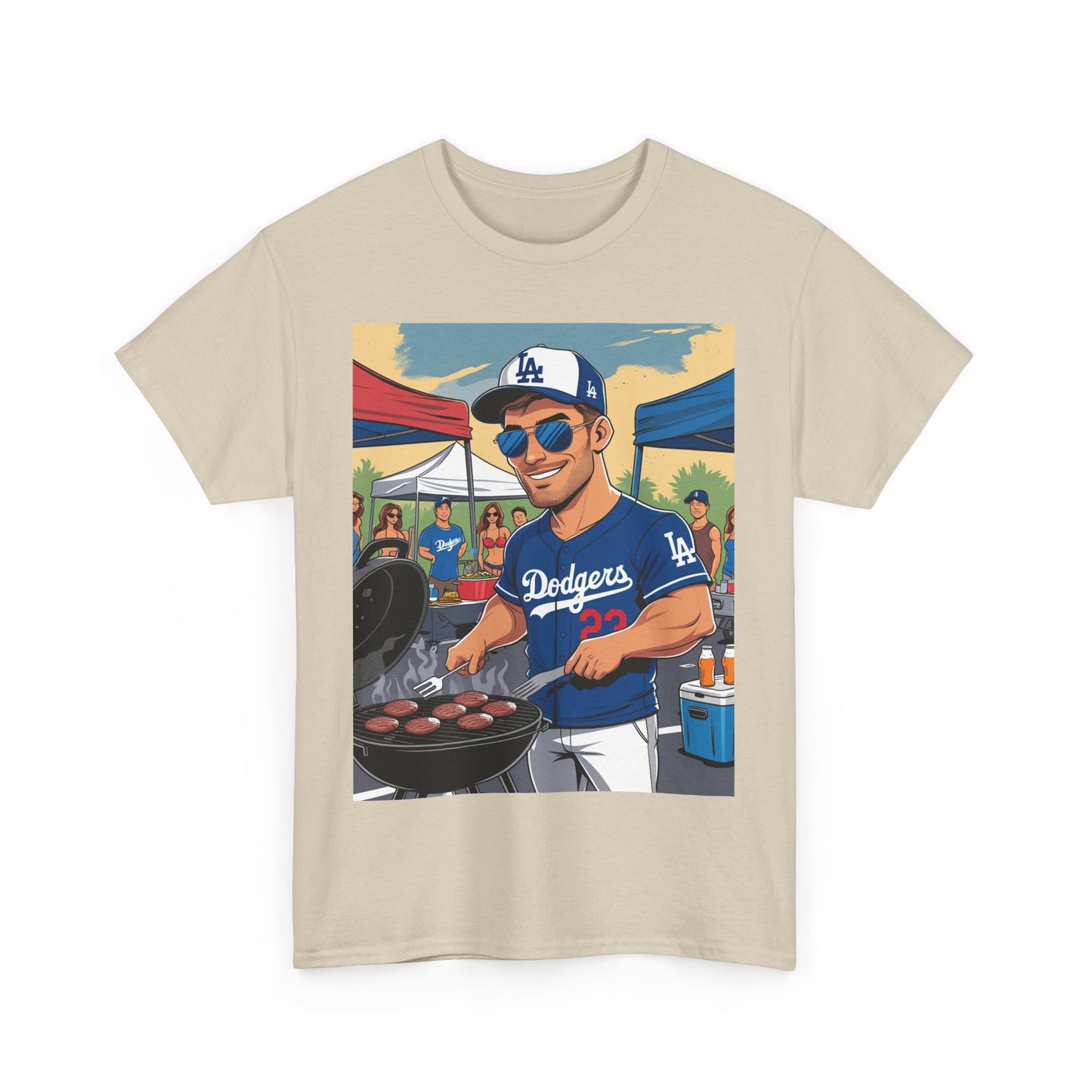 Graphic Cartoon Dad Humor Grilling Champion Unisex Heavy Cotton Tee - Perfect for BBQ Lovers