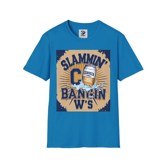 Slammin' Cerveza Unisex Softstyle T-Shirt, Chill Vibes Tee, Casual Summer Shirt, Gift for Beer Lovers, Beachwear