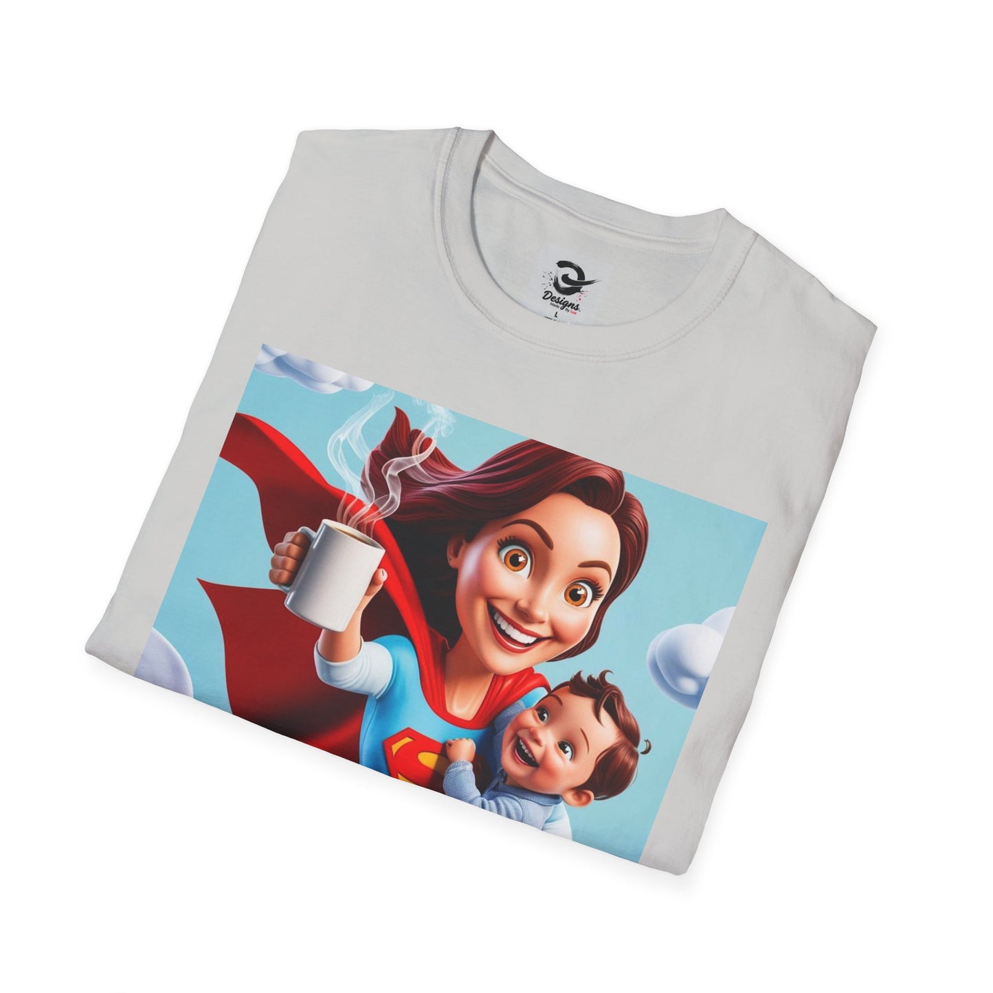 Comic Anime Supermom T-Shirt, Perfect Gift for Moms, Funny Graphic Tee, Coffee Lover Shirt, Mother’s Day Present, Family Apparel