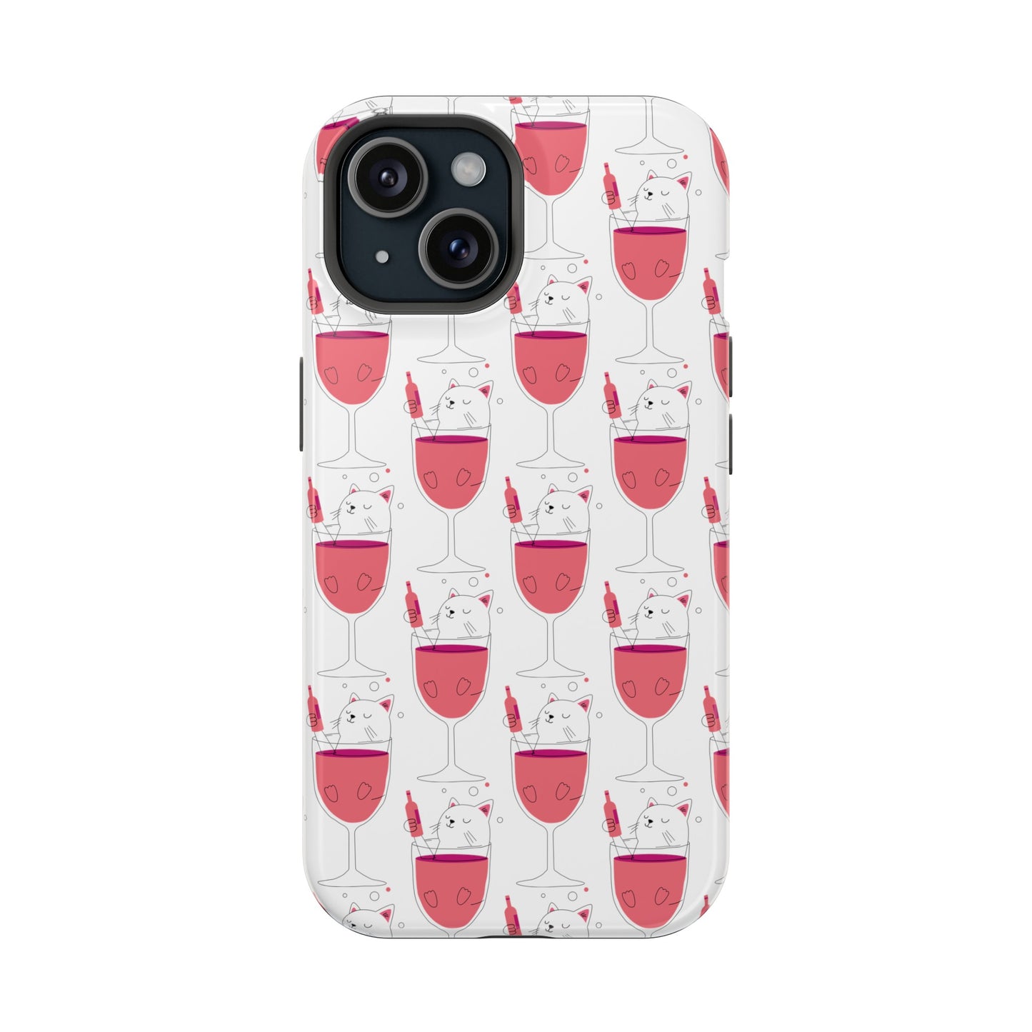 Wine Cat Cute Magnetic Tough Cases for Iphone 15