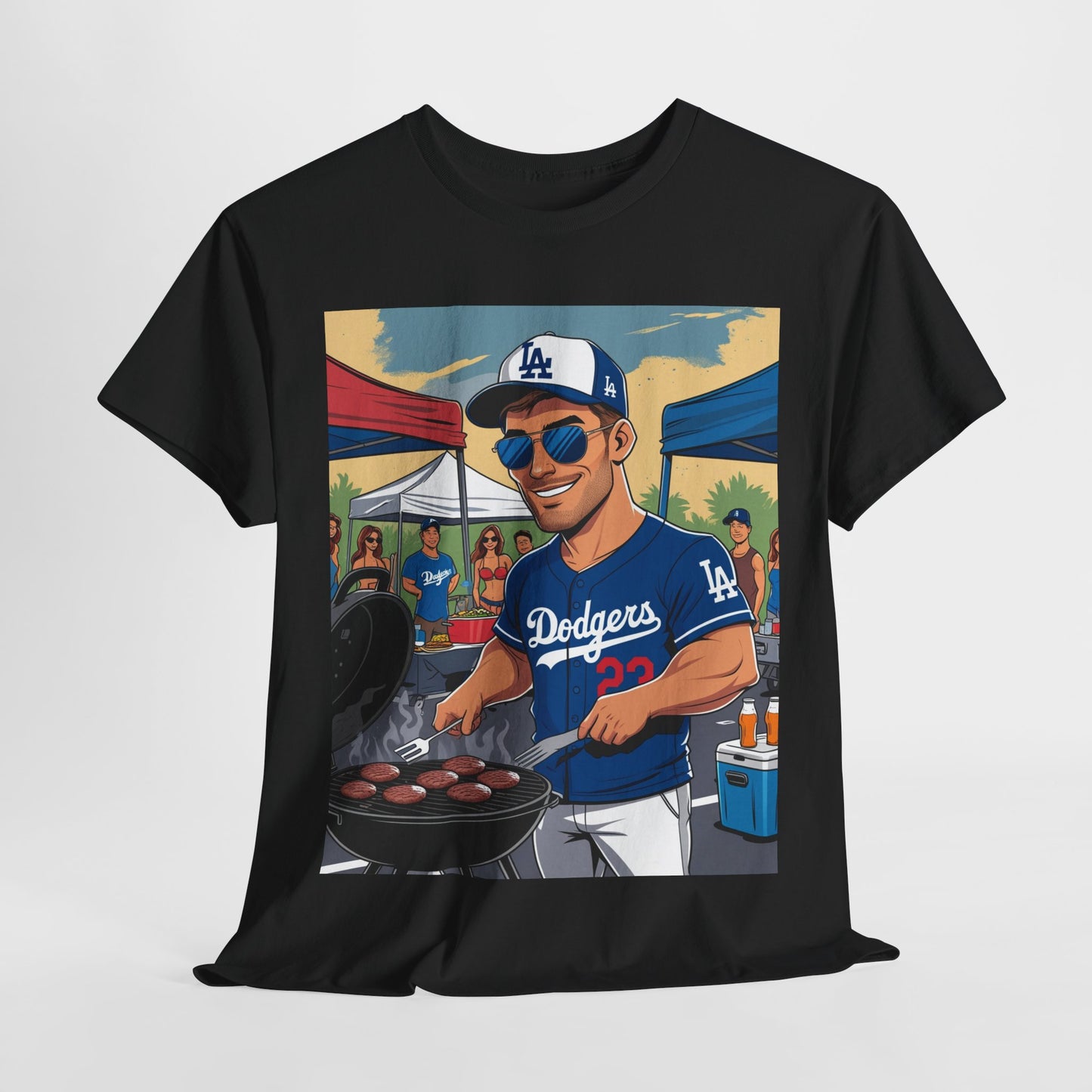 Graphic Cartoon Dad Humor Grilling Champion Unisex Heavy Cotton Tee - Perfect for BBQ Lovers