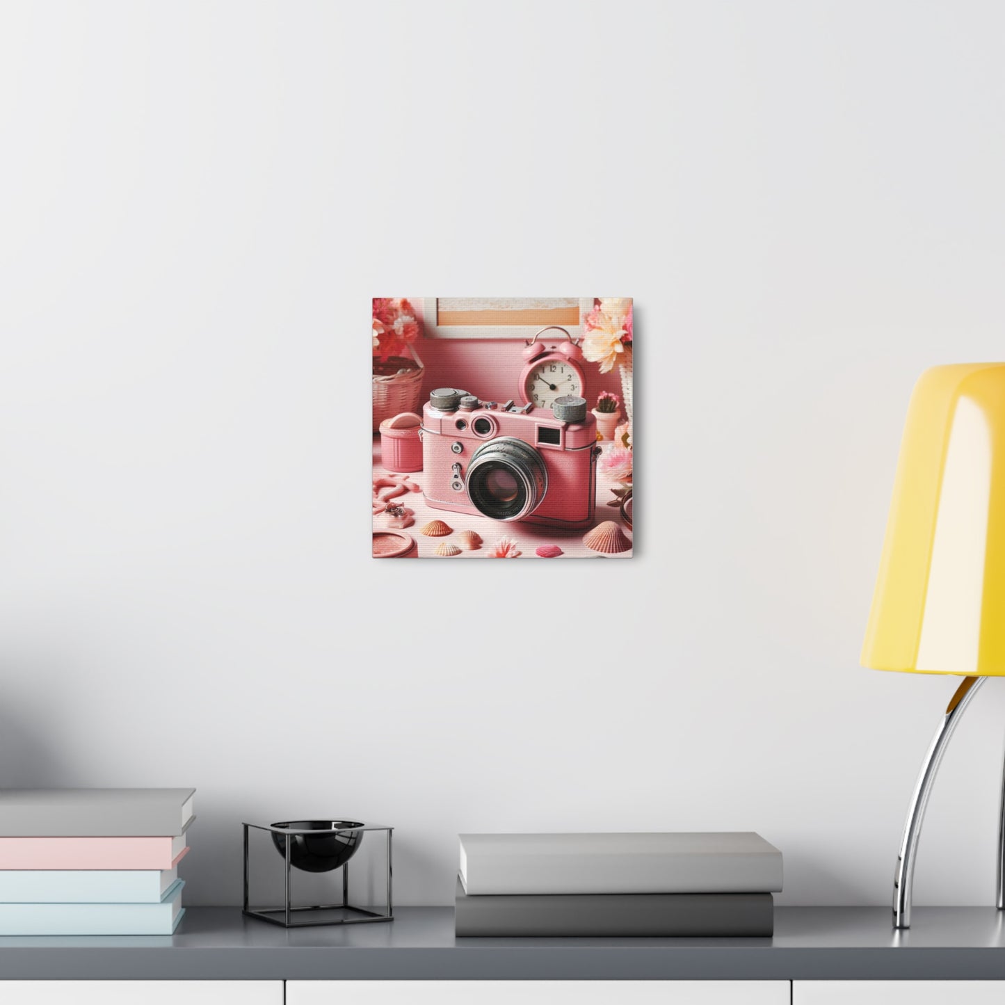 Pink Posy Camera Canvas: Add a Touch of Whimsy to Your Walls (Pastel Art Print)