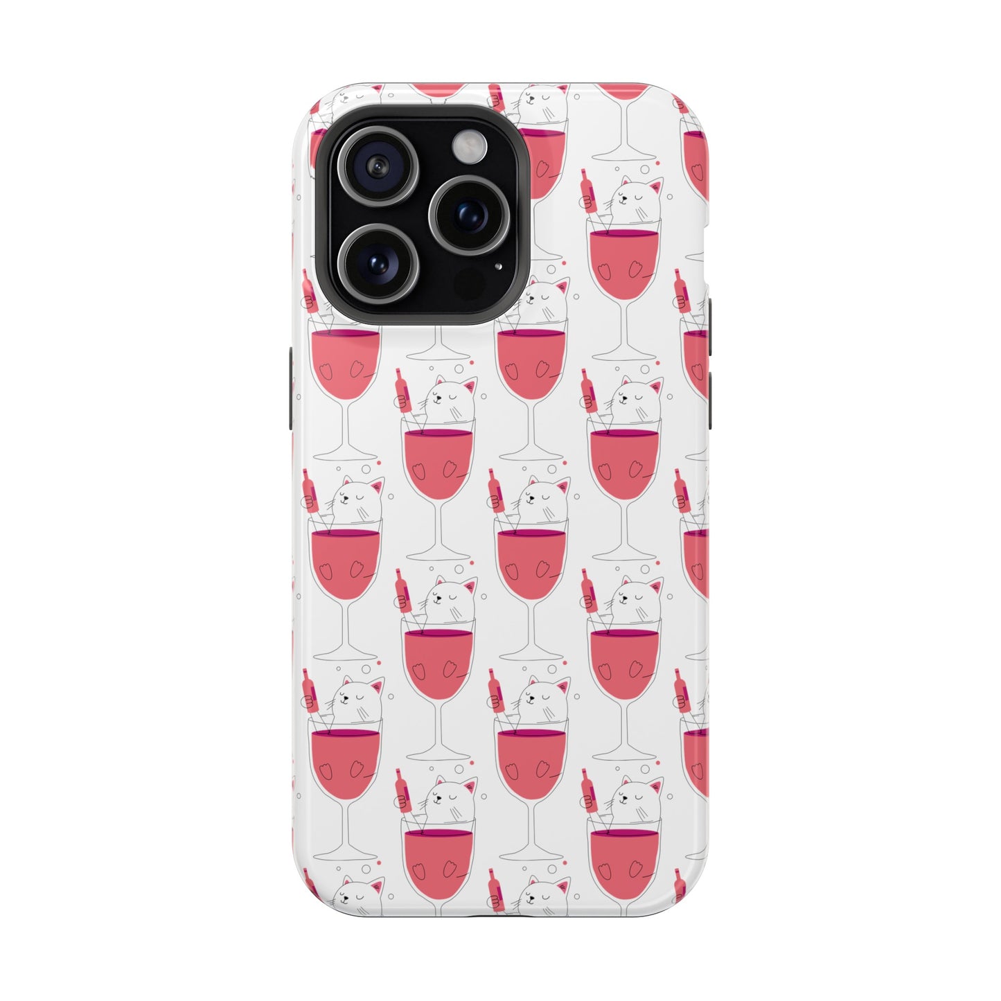 Wine Cat Cute Magnetic Tough Cases for Iphone 15