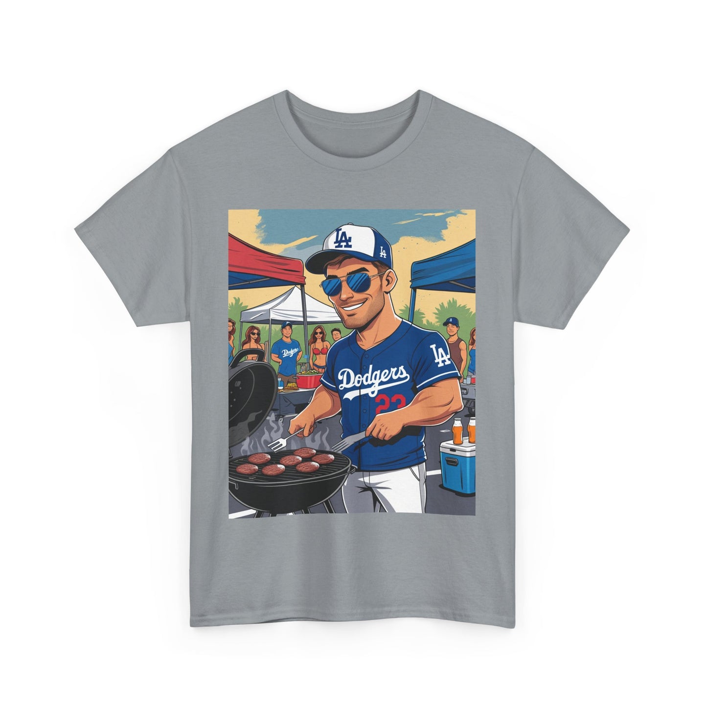 Graphic Cartoon Dad Humor Grilling Champion Unisex Heavy Cotton Tee - Perfect for BBQ Lovers