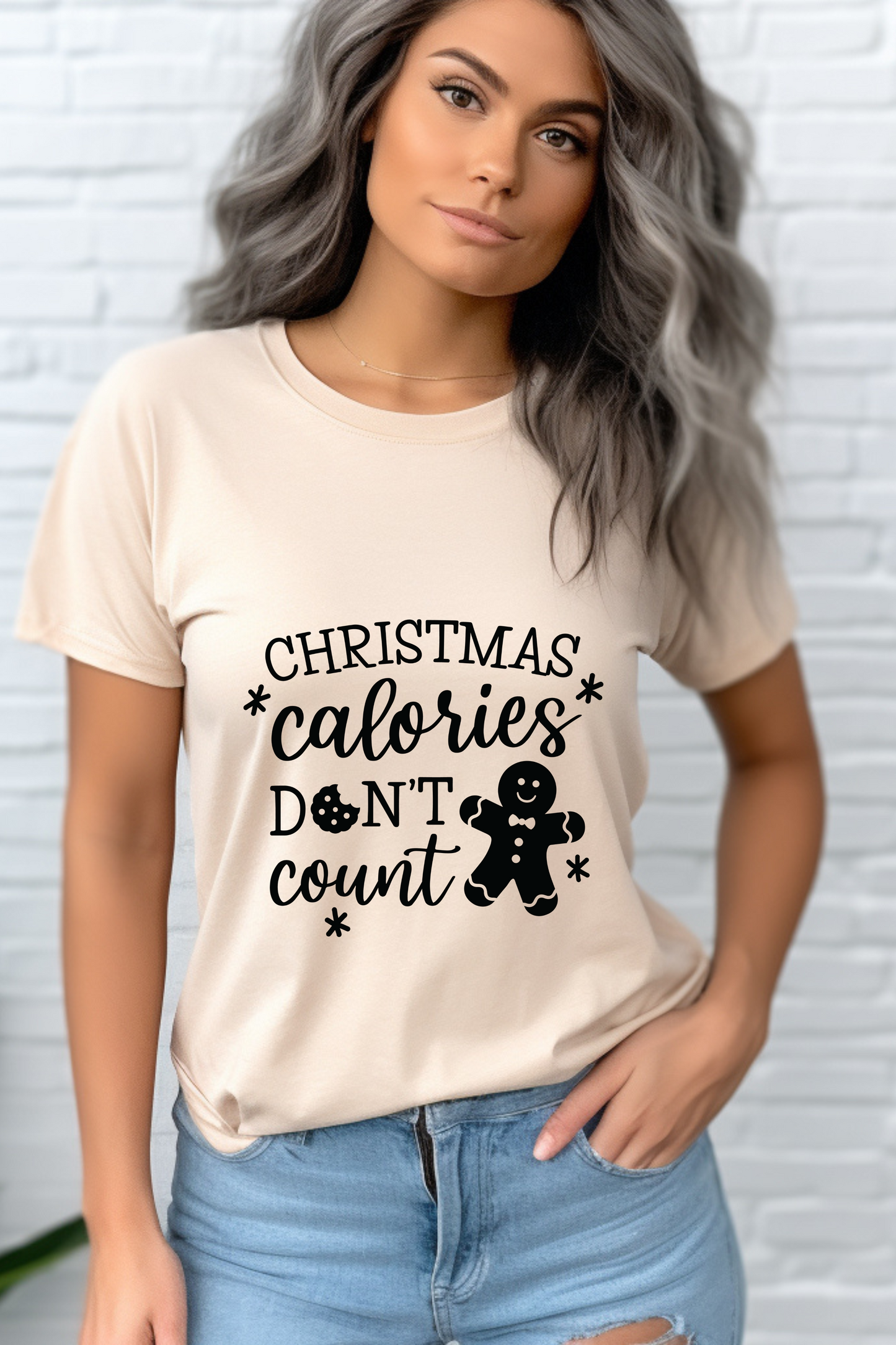 Christmas Calories Don't Count - Humorous Women's Jersey Short Sleeve Tee