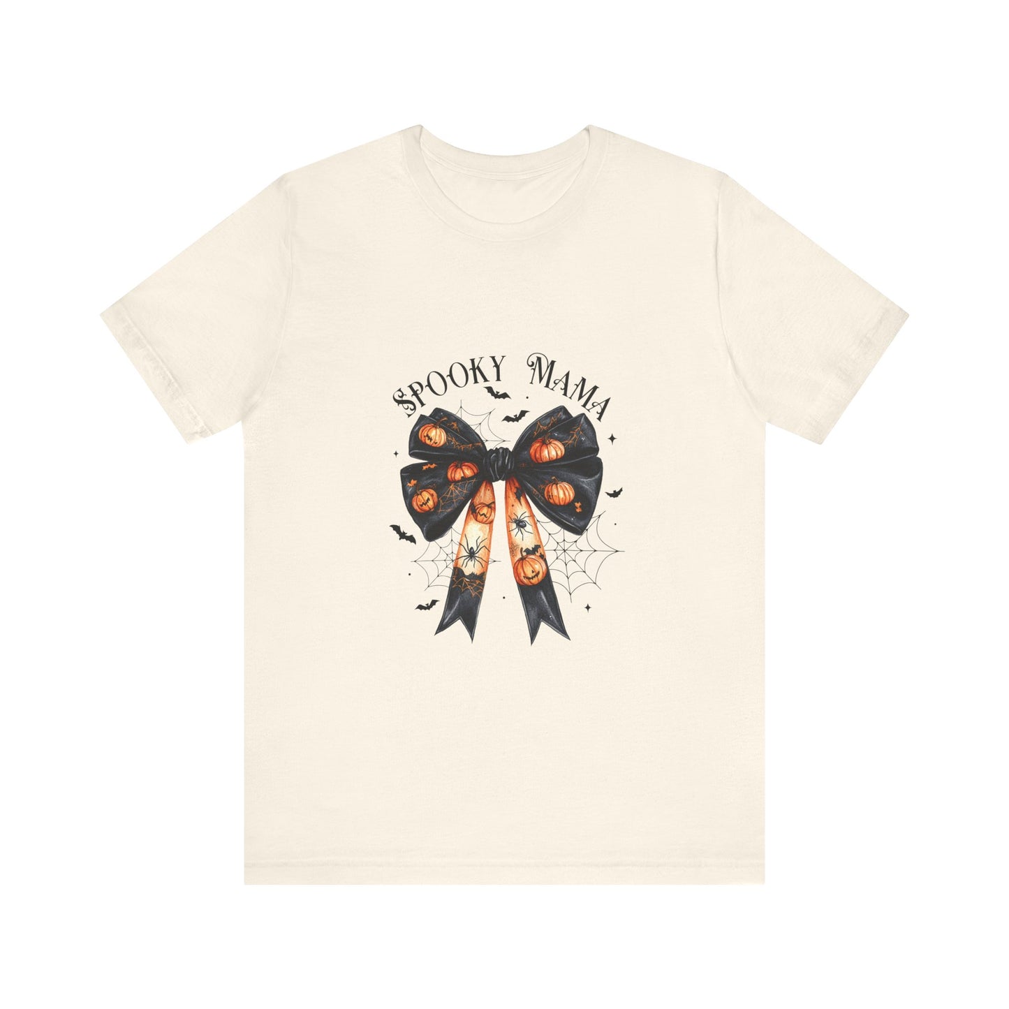 Spooky Mama Halloween Jersey Short Sleeve Tee Bow Spooky Halloween Tee