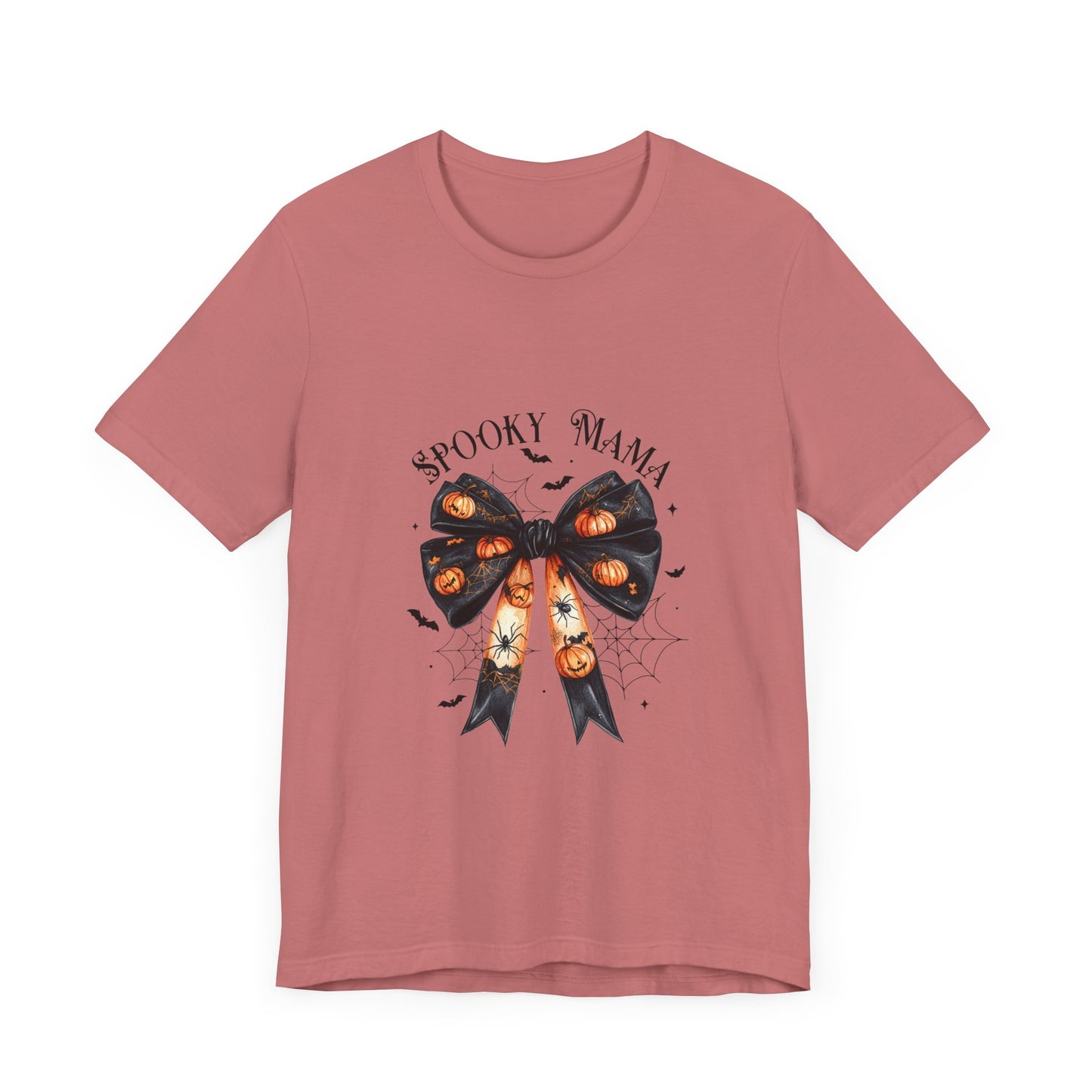 Spooky Mama Halloween Jersey Short Sleeve Tee Bow Spooky Halloween Tee