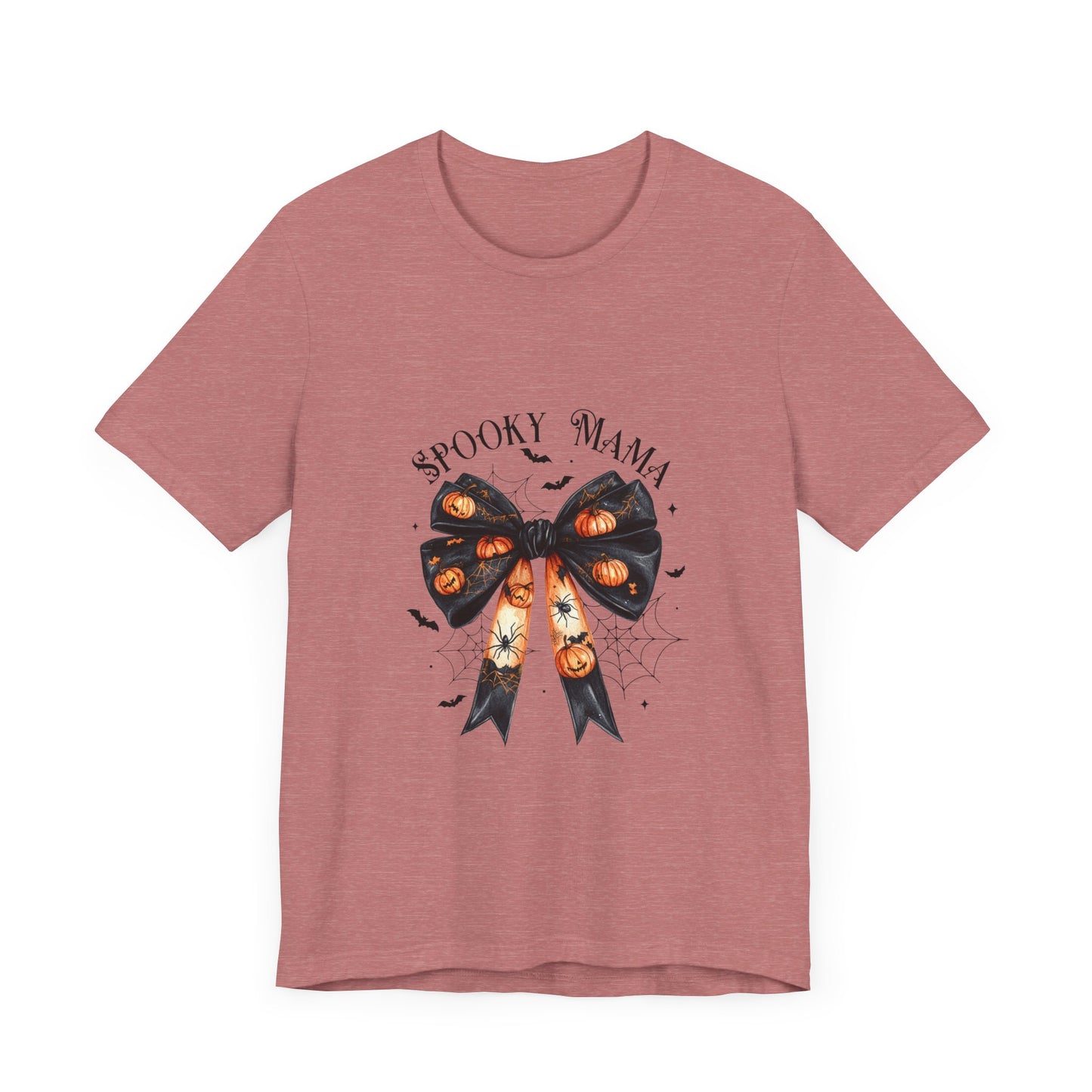 Spooky Mama Halloween Jersey Short Sleeve Tee Bow Spooky Halloween Tee