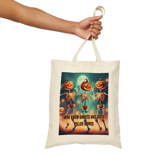 Halloween Cotton Canvas Tote Bag | Dancing Skeletons