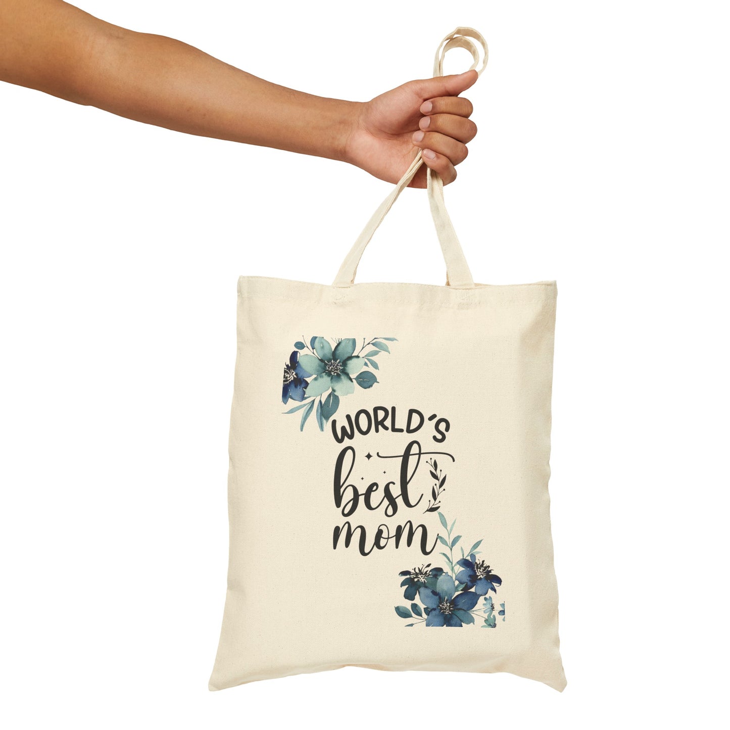 World's Best Mom Cotton Canvas Tote Bag | Mom Gift Tote Bag