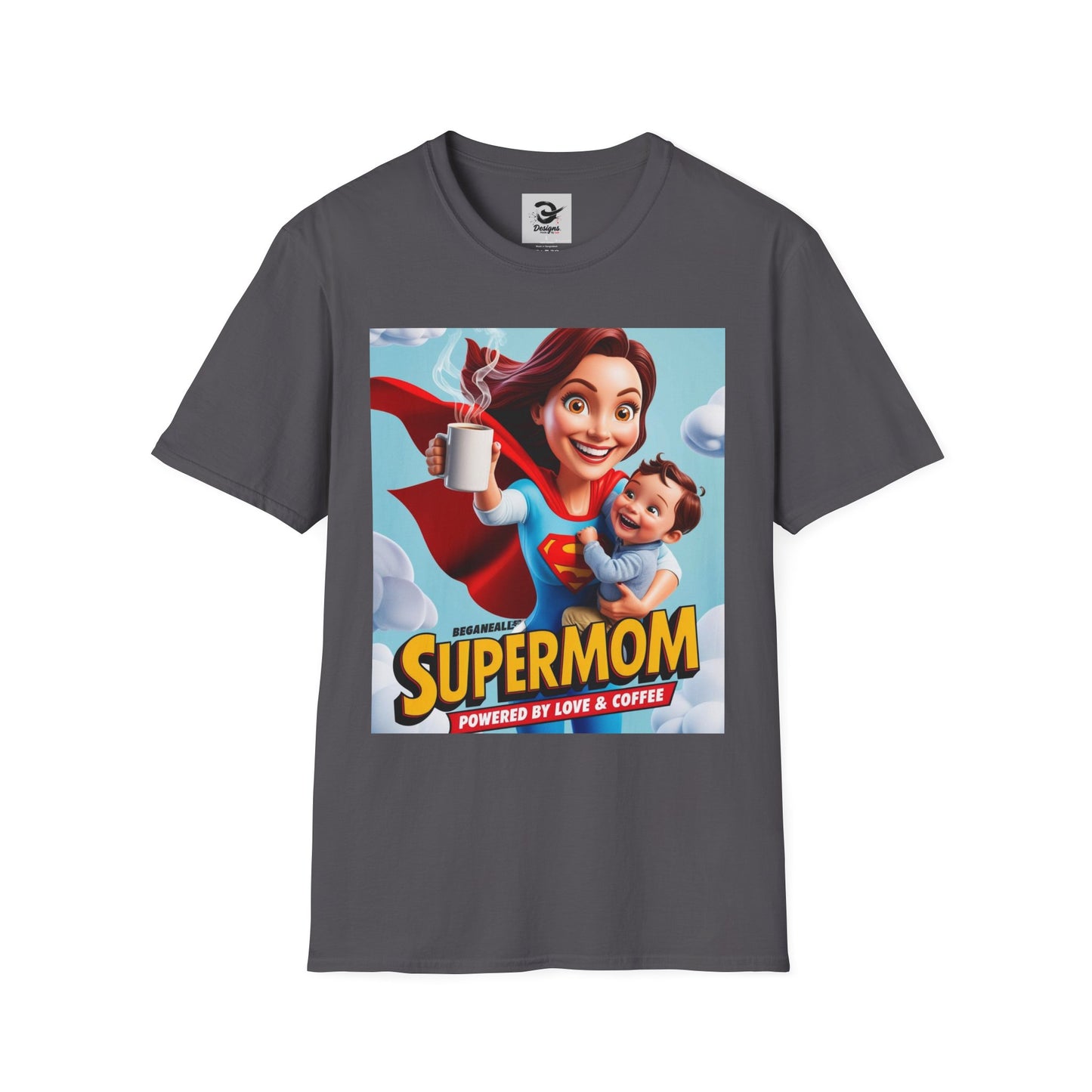 Comic Anime Supermom T-Shirt, Perfect Gift for Moms, Funny Graphic Tee, Coffee Lover Shirt, Mother’s Day Present, Family Apparel