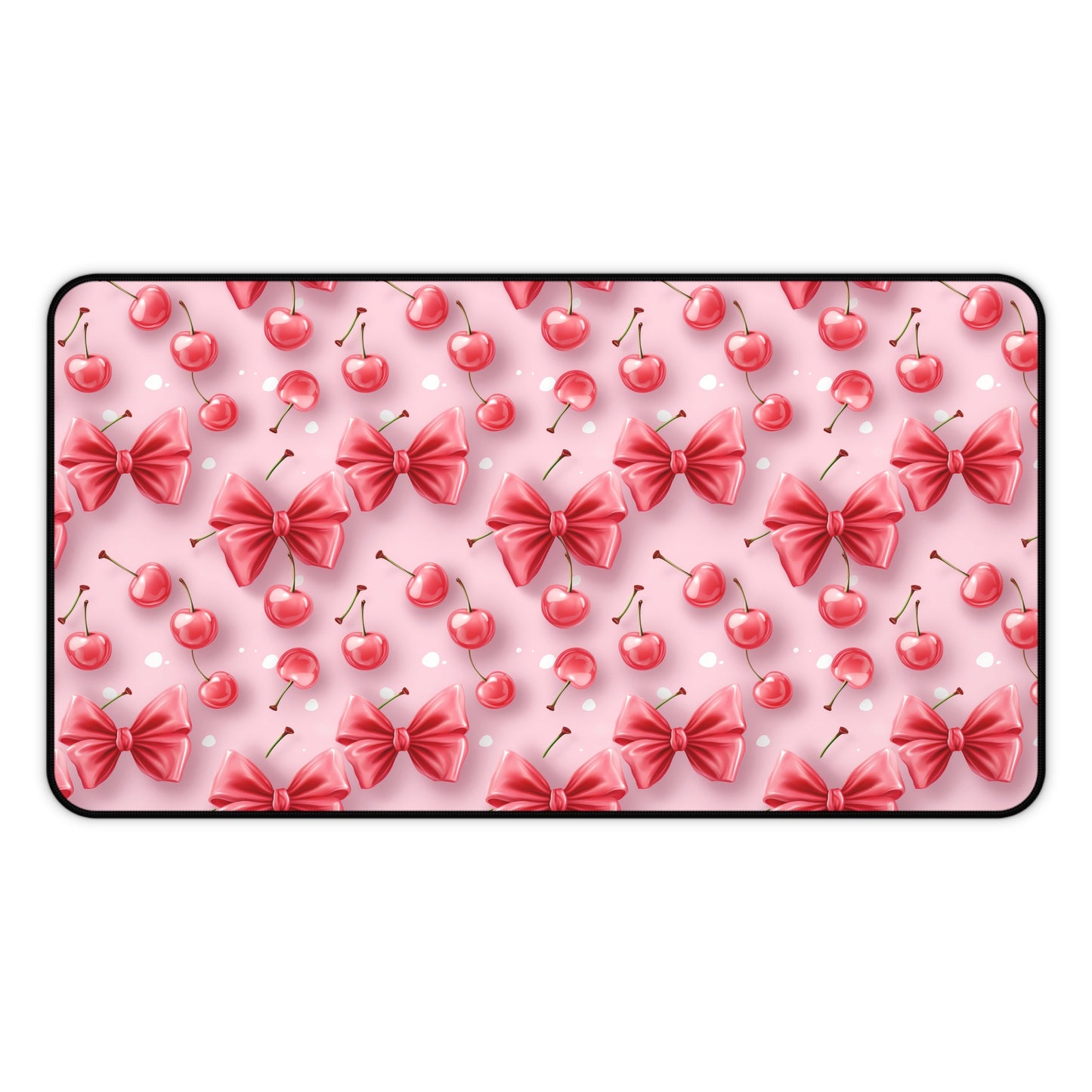 Cute Cherry Bow Desk Mat - Fun and Playful Workspace Decor