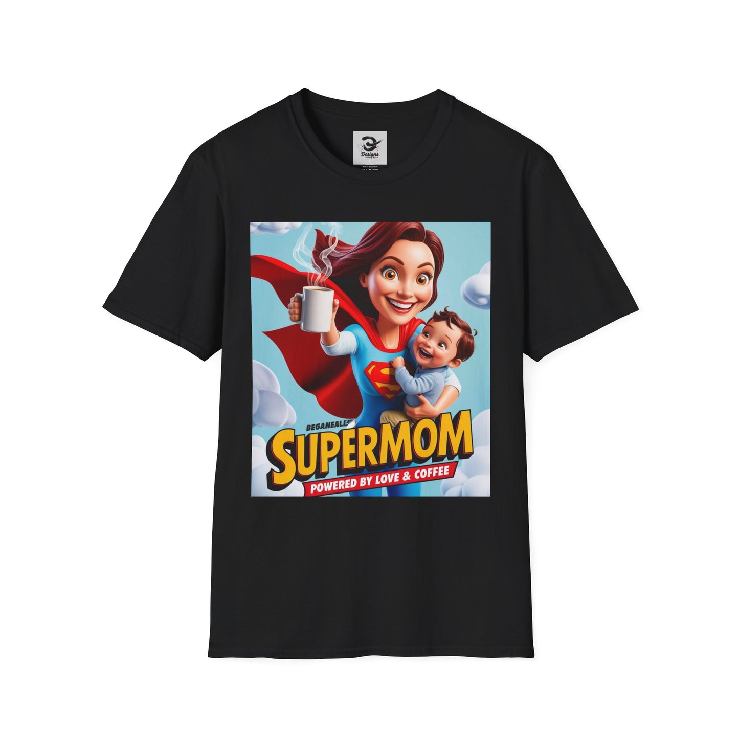 Comic Anime Supermom T-Shirt, Perfect Gift for Moms, Funny Graphic Tee, Coffee Lover Shirt, Mother’s Day Present, Family Apparel