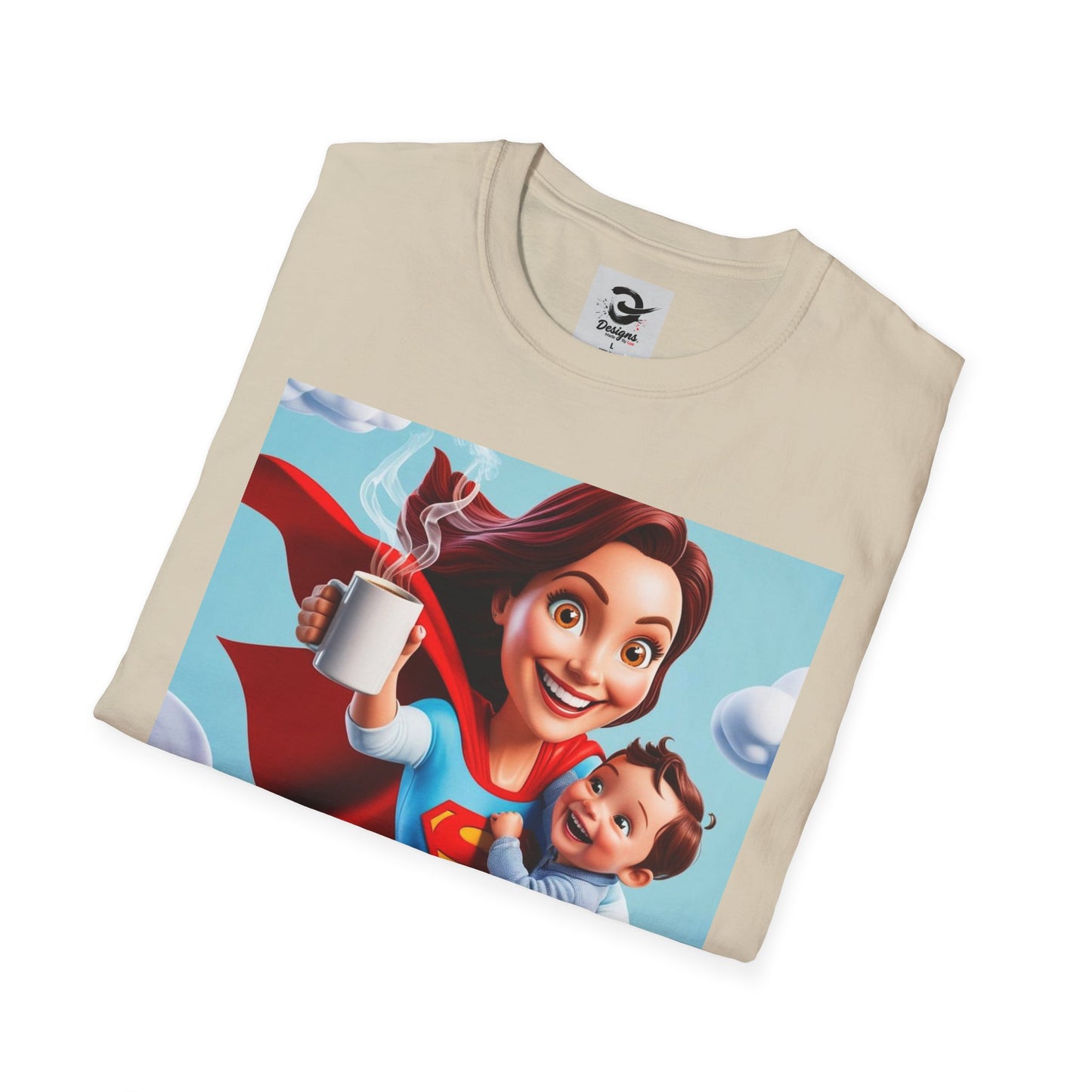 Comic Anime Supermom T-Shirt, Perfect Gift for Moms, Funny Graphic Tee, Coffee Lover Shirt, Mother’s Day Present, Family Apparel