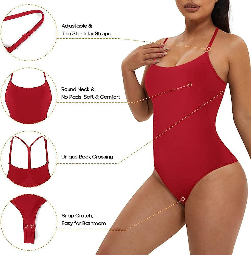 DIVASTORY Shapewear Bodysuit for Women: Tummy Control Sleeveless Tops Seamless T