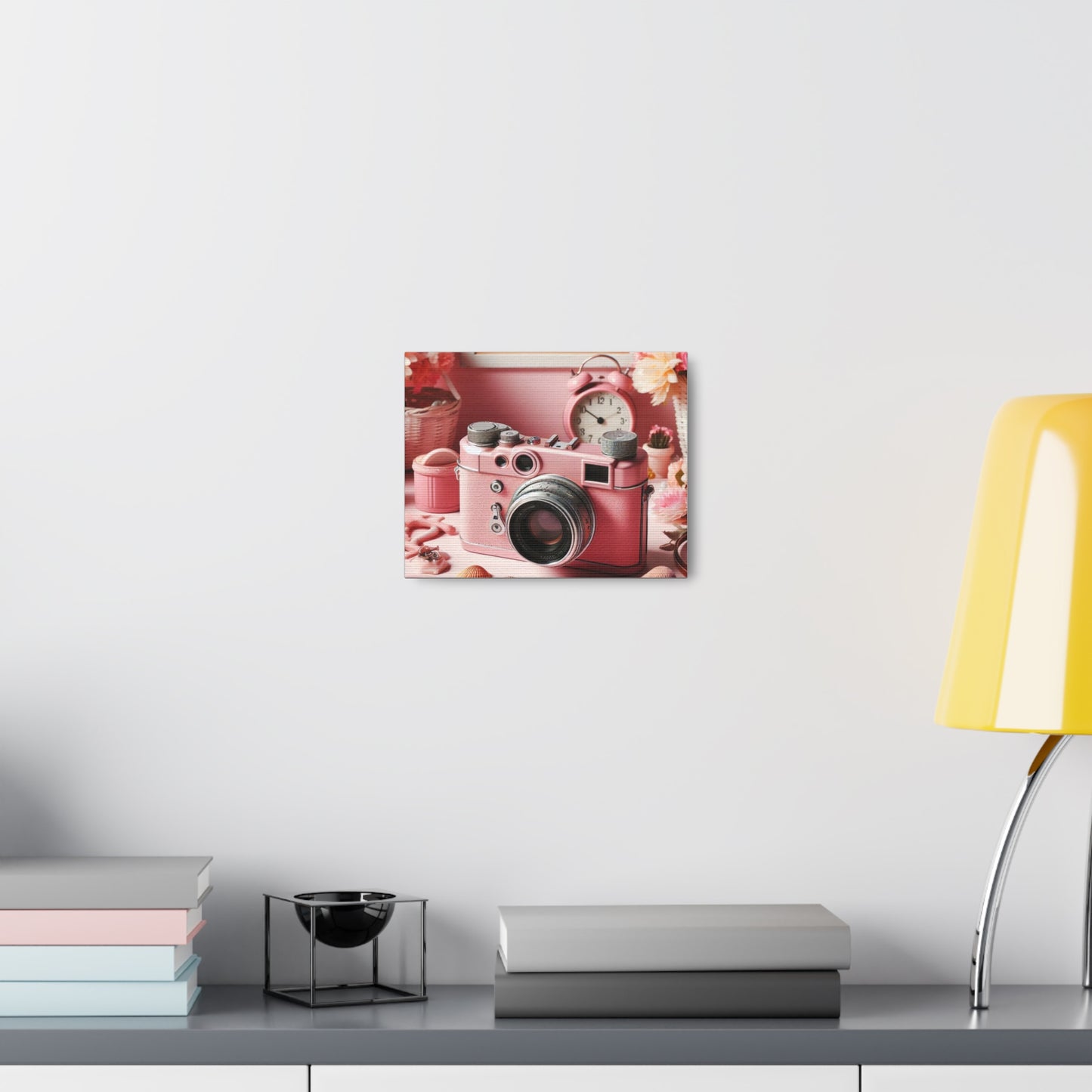 Pink Posy Camera Canvas: Add a Touch of Whimsy to Your Walls (Pastel Art Print)