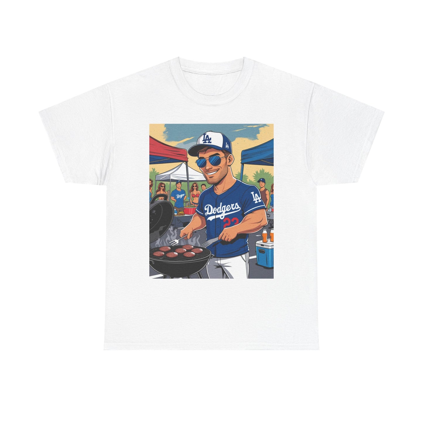 Graphic Cartoon Dad Humor Grilling Champion Unisex Heavy Cotton Tee - Perfect for BBQ Lovers