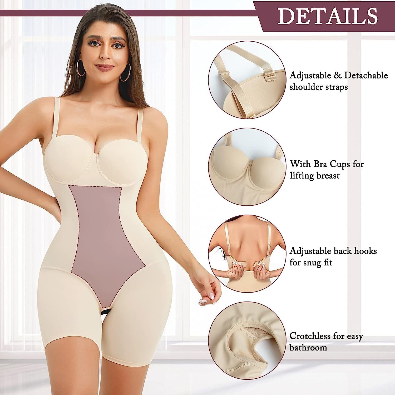 RDSIANE Women'S Shapewear Tummy Control Bodysuit Slimming Waist Trainer Body Sha