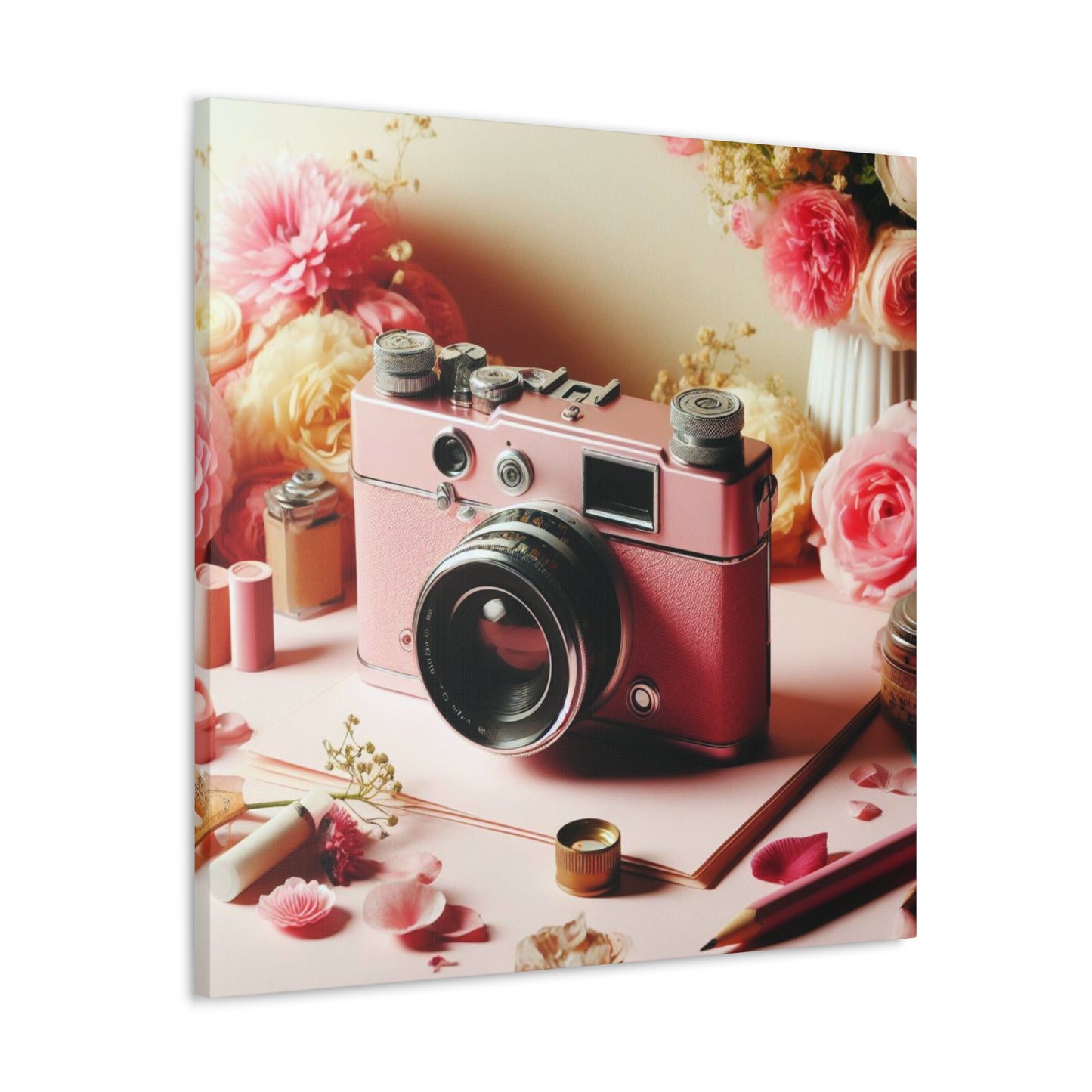 Pretty in Pink: A Vintage Camera Canvas Gallery Wrap