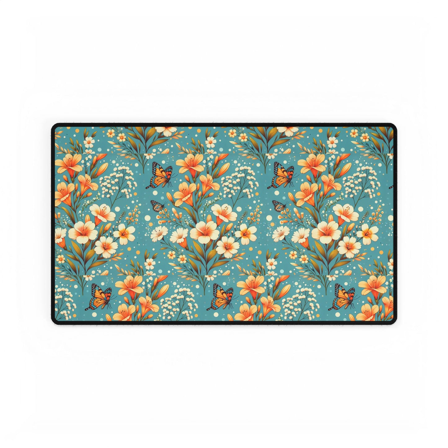Floral Butterfly Desk Mat - Elegant Office Decor for Home and Work Spaces